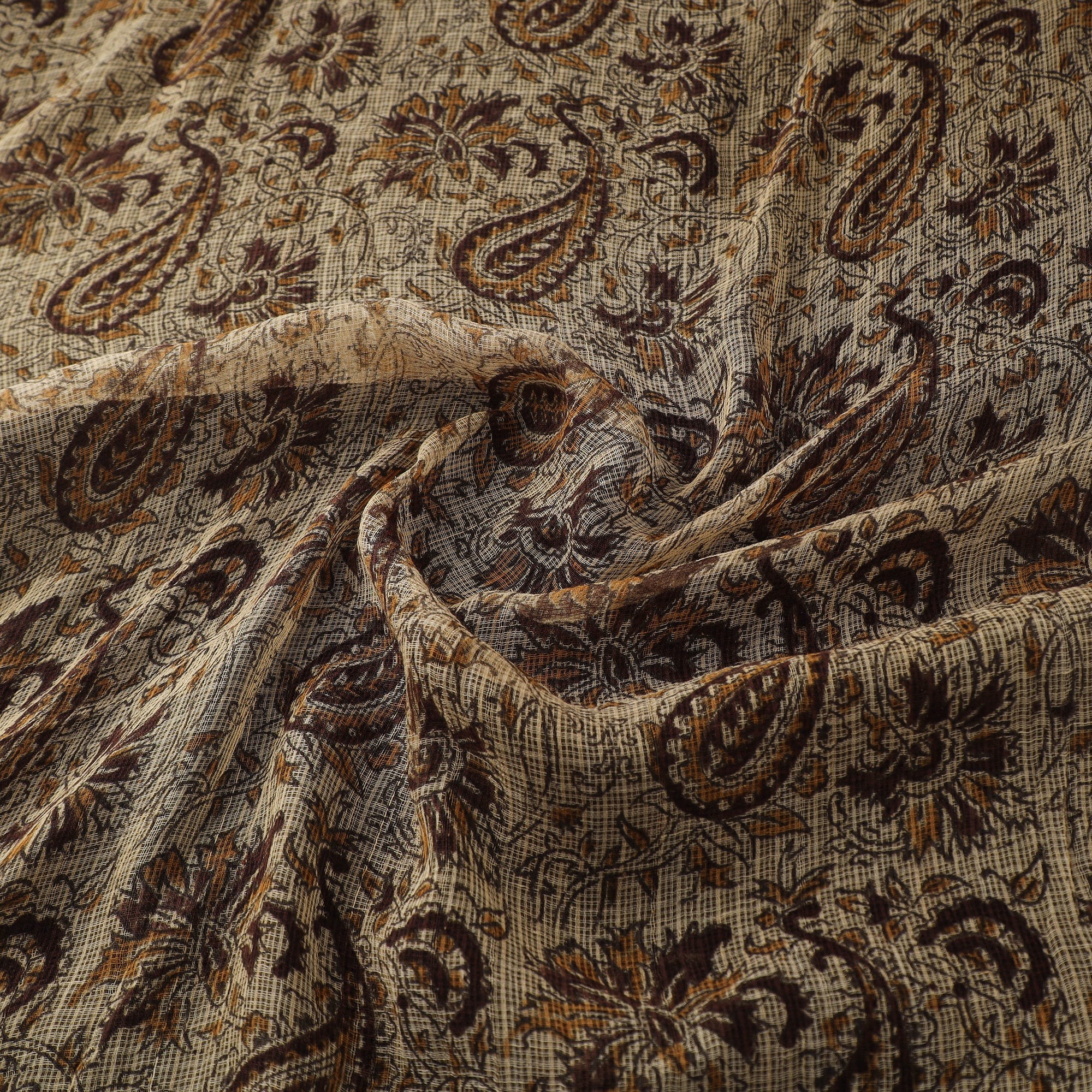 Pedana Hand Block Print Natural Dyed Kota Doria Cotton Kalamkari Fabric 08 - Image 3