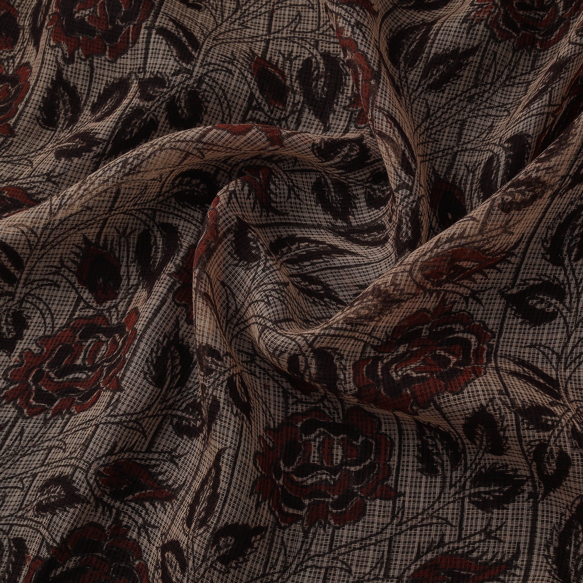 Pedana Hand Block Print Natural Dyed Kota Doria Cotton Kalamkari Fabric 13 - Image 3