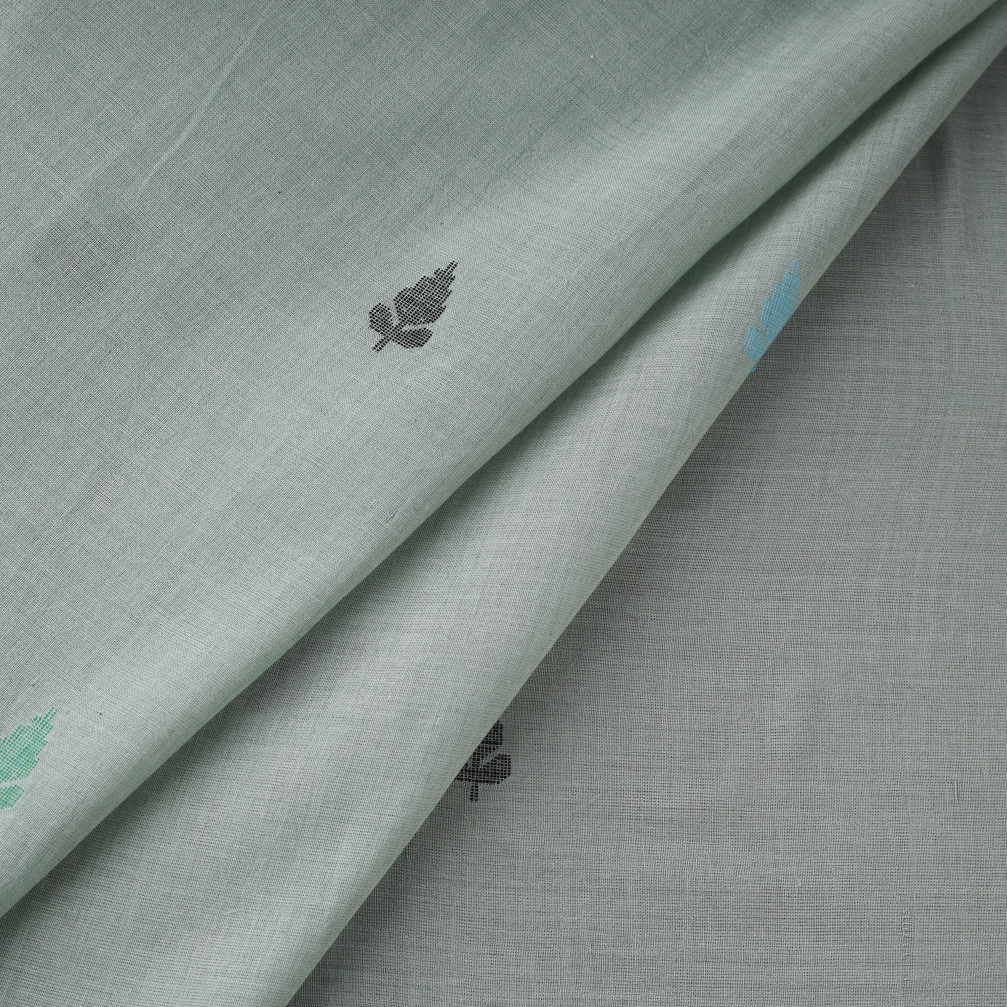 Green - Phulia Jamdani Buti Pure Handloom Cotton Fabric (Count 84/92) 19 - Image 2
