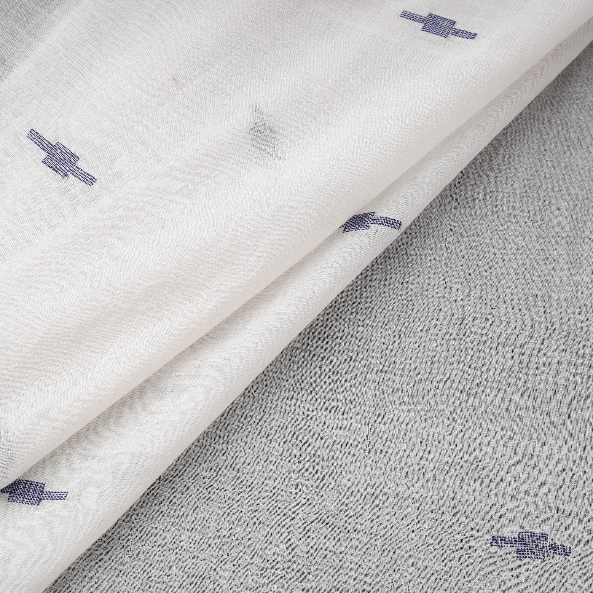White - Phulia Jamdani Buti Pure Handloom Cotton Fabric (Count 92/60) 38 - Image 3