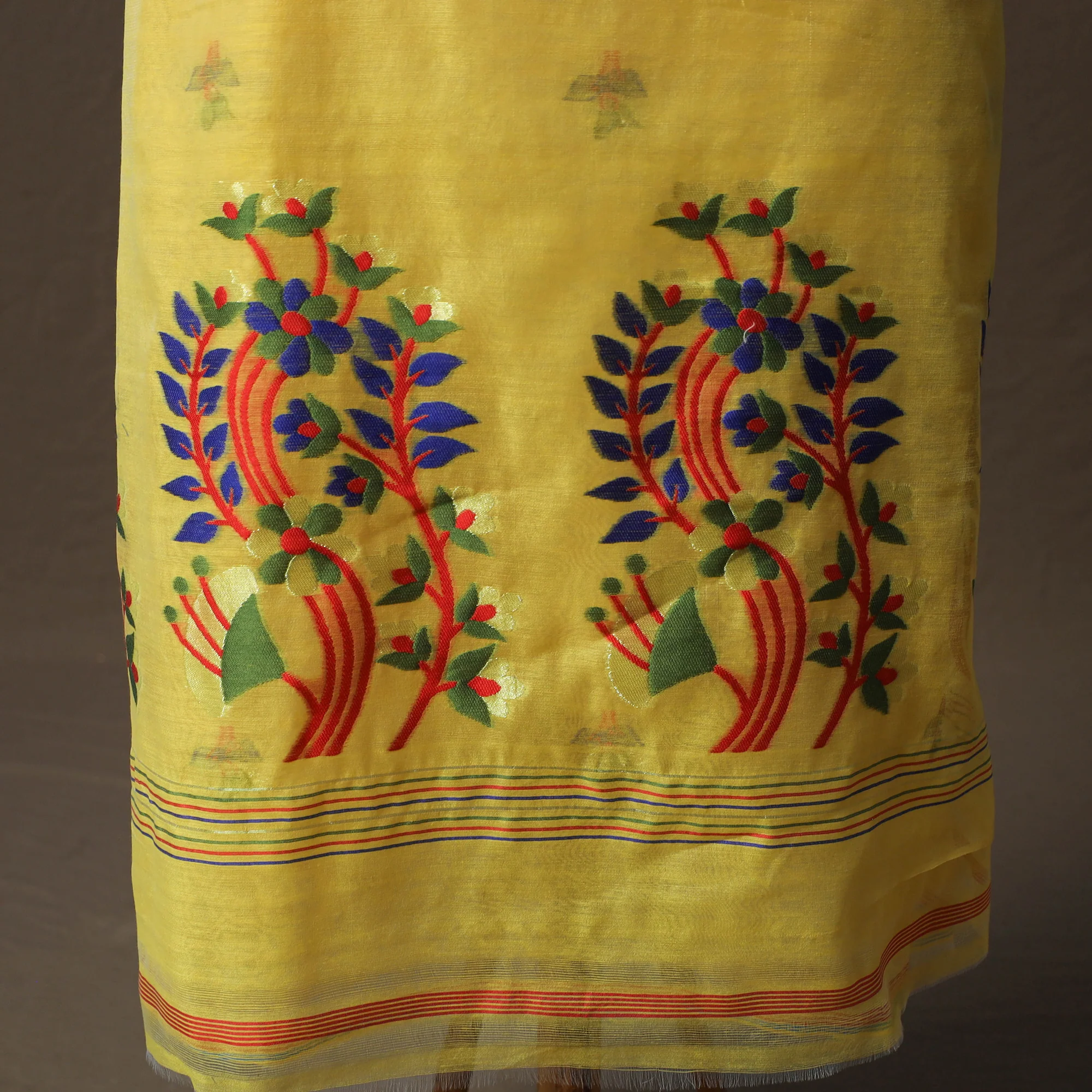 Phulia Jamdani Silk Cotton 2pc Unstitched Dress Material Kurta Set 21 - Image 5