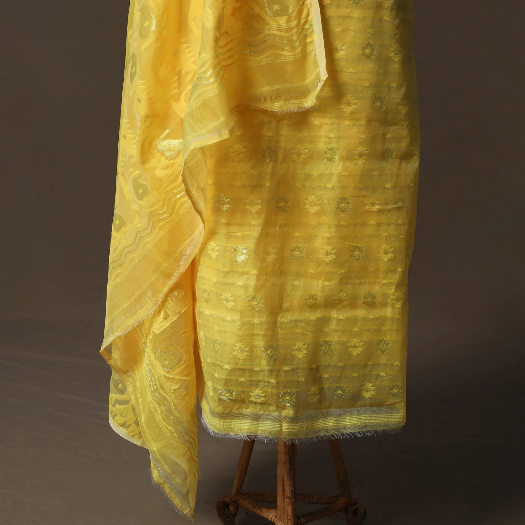 Phulia Jamdani Silk Cotton 2pc Unstitched Dress Material Kurta Set 29 - Image 4