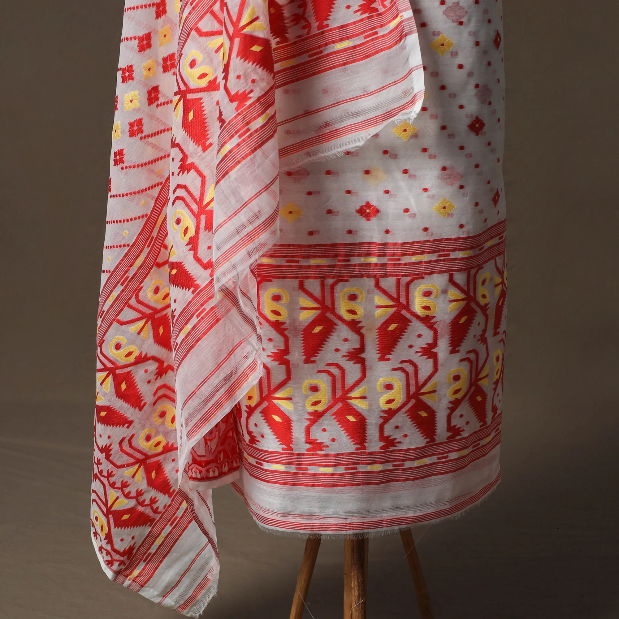 Phulia Jamdani Silk Cotton 2pc Unstitched Dress Material Kurta Set 30 - Image 4