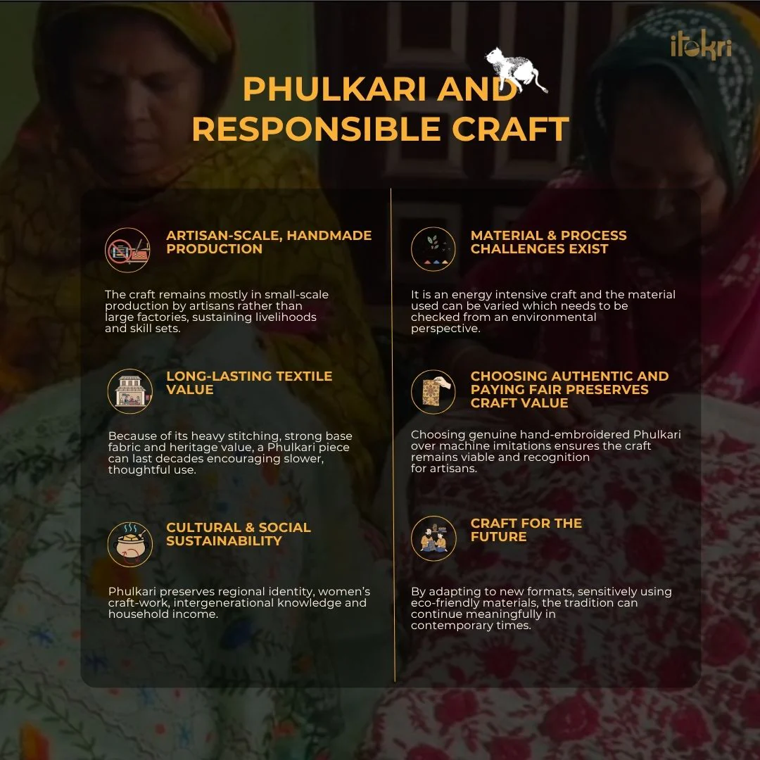 Phulkari Hand Embroidered Crepe Silk 3pc Unstitched Dress Material Suit Set 03 - Image 7