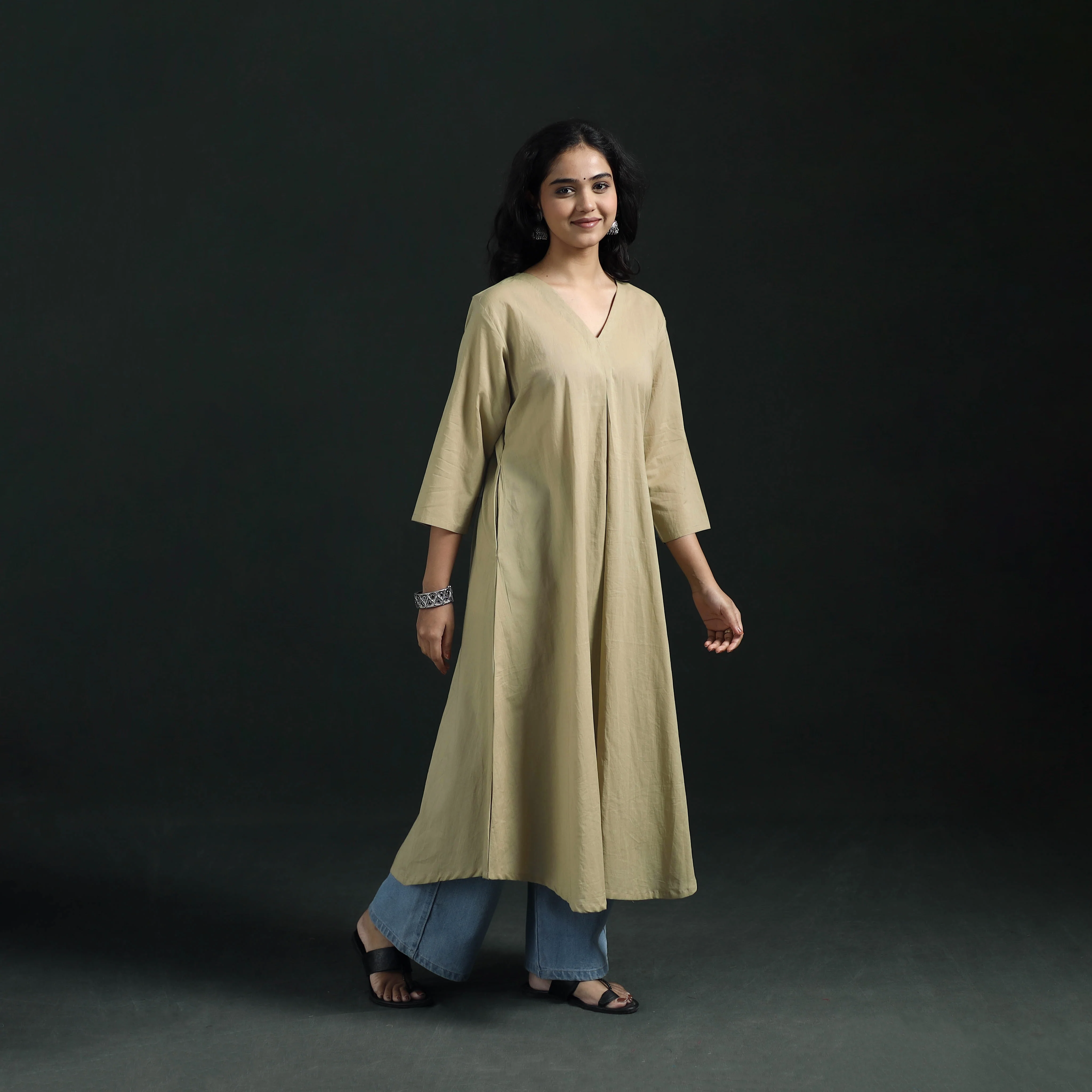 Plain Cotton A-Line Kurta for Women 02