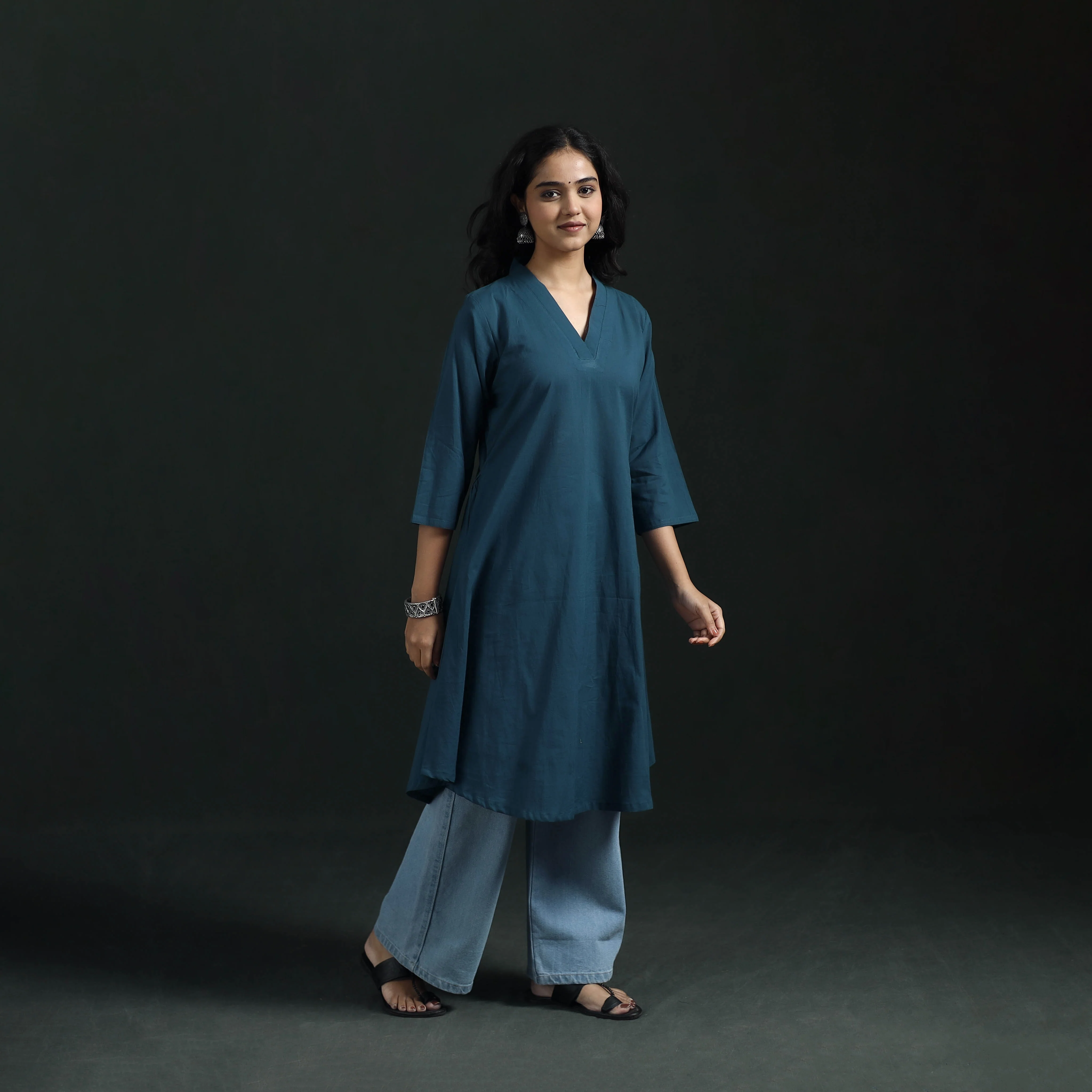 Plain Cotton A-Line Kurta for Women 10