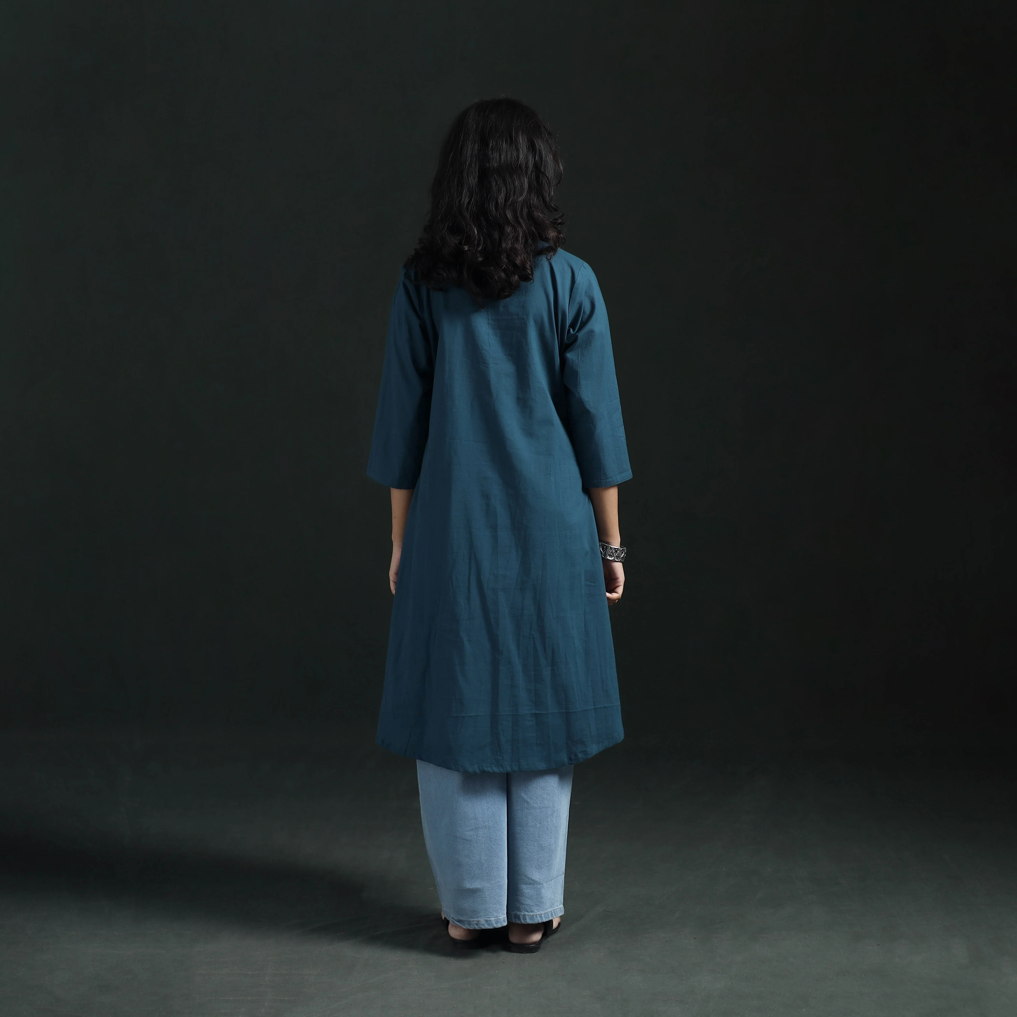 Plain Cotton A-Line Kurta for Women 10 - Image 4