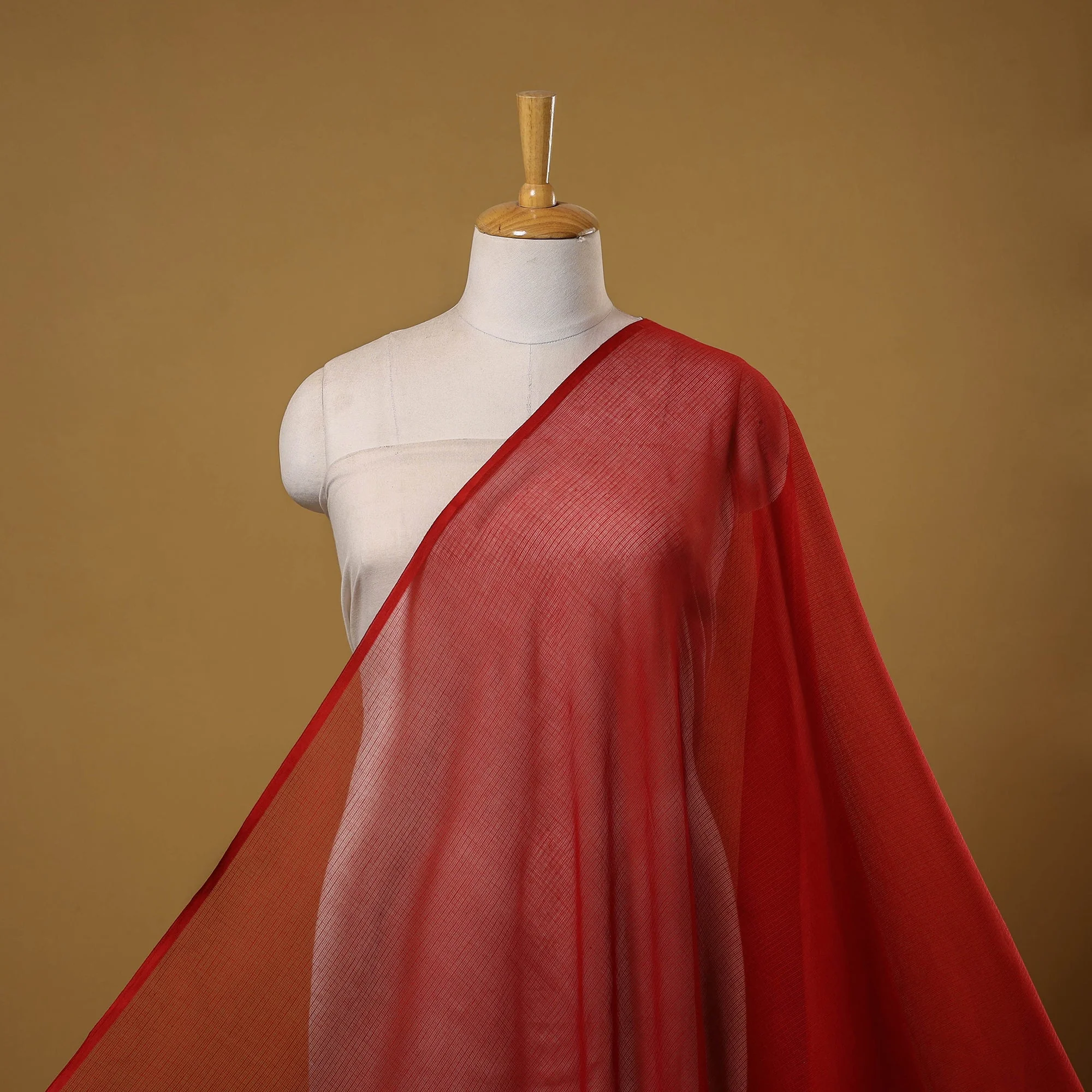 Red - Plain Cotton Kota Doria Fabric 06