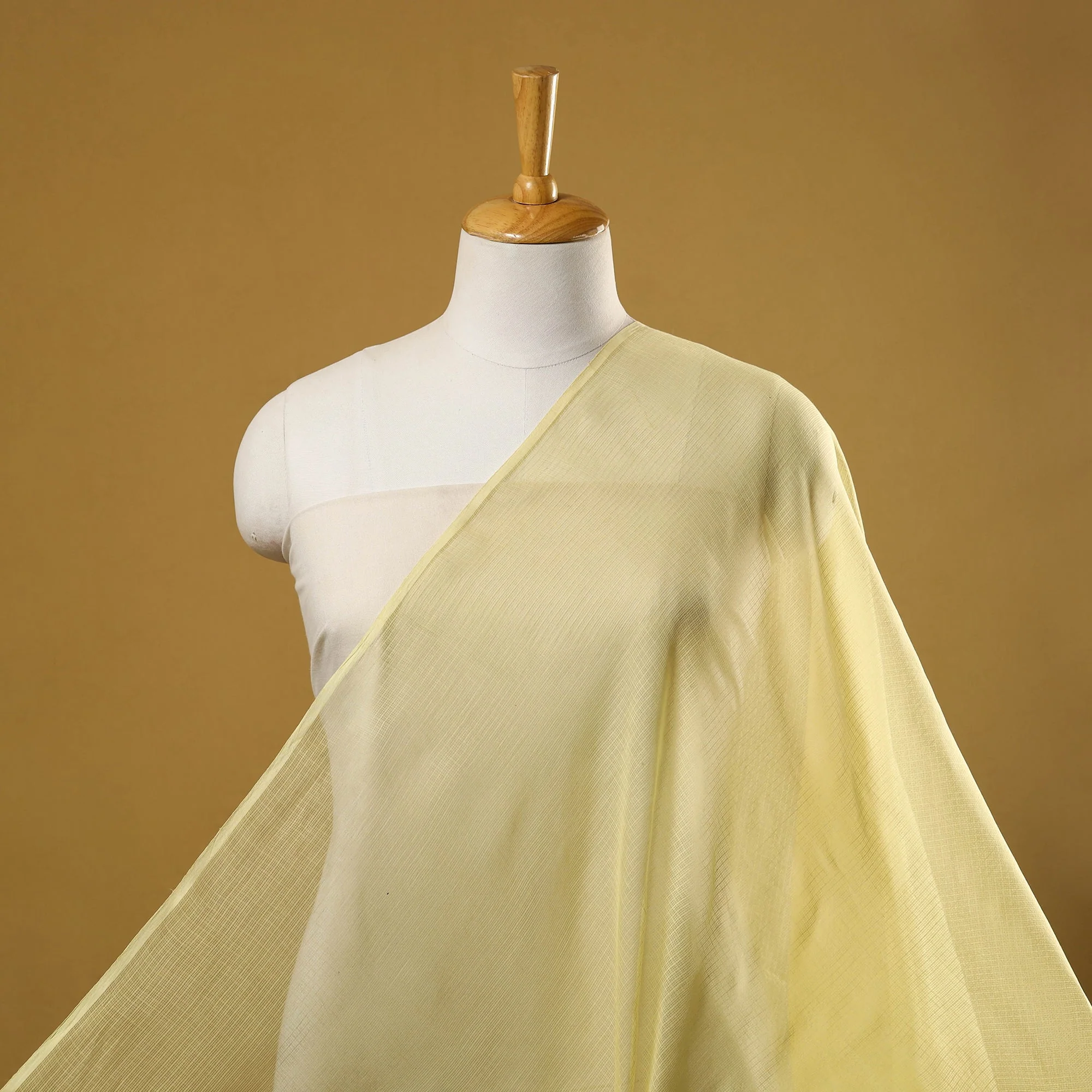 Yellow - Plain Kota Doria Cotton Fabric 07