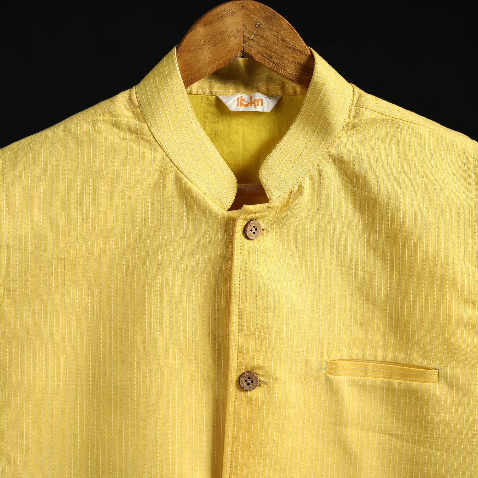 Plain Cotton Mandarin Collar Nehru Jacket for Men 04 - Image 3