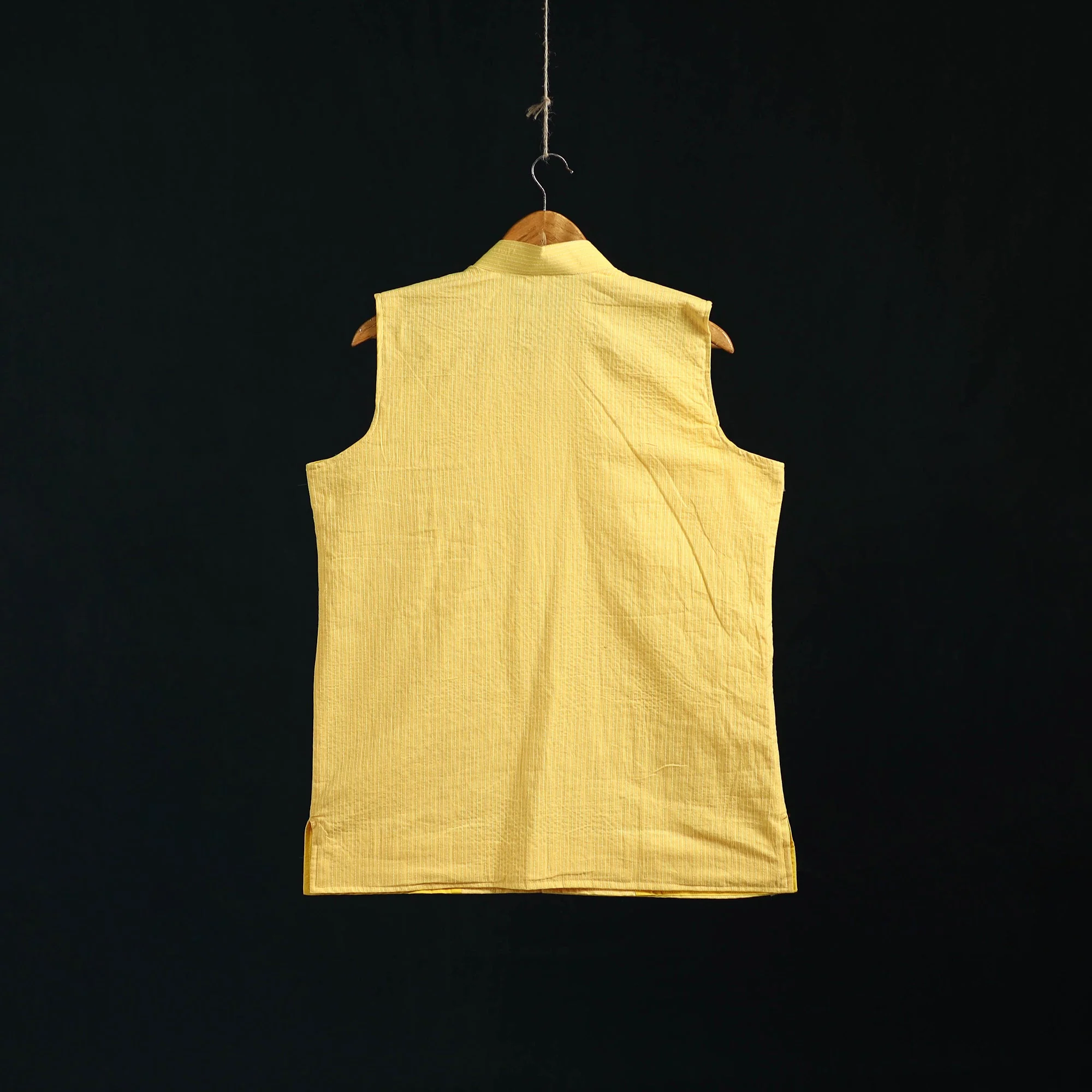 Plain Cotton Mandarin Collar Nehru Jacket for Men 04 - Image 4