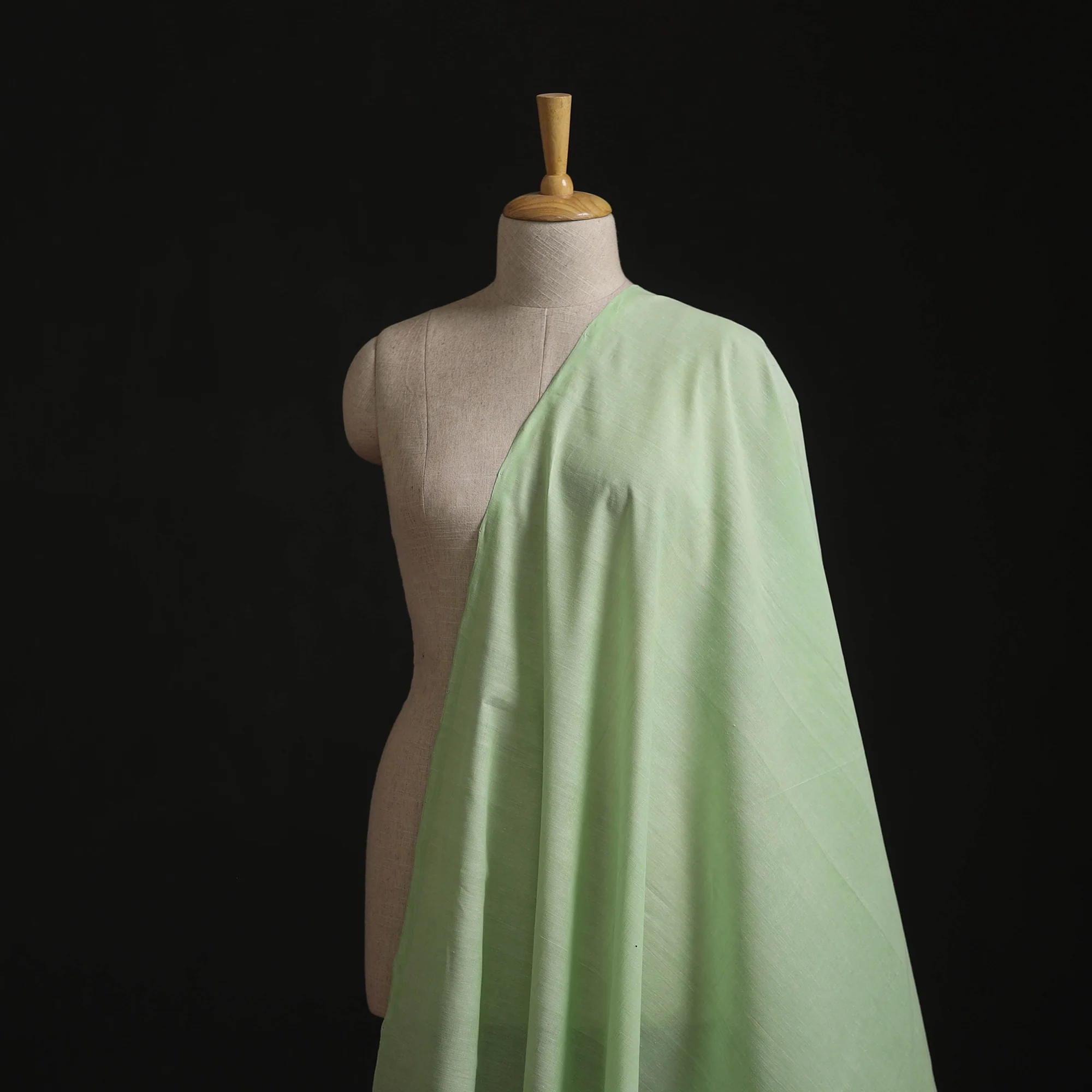 Green - Plain Handloom Mangalagiri Cotton Fabric 09