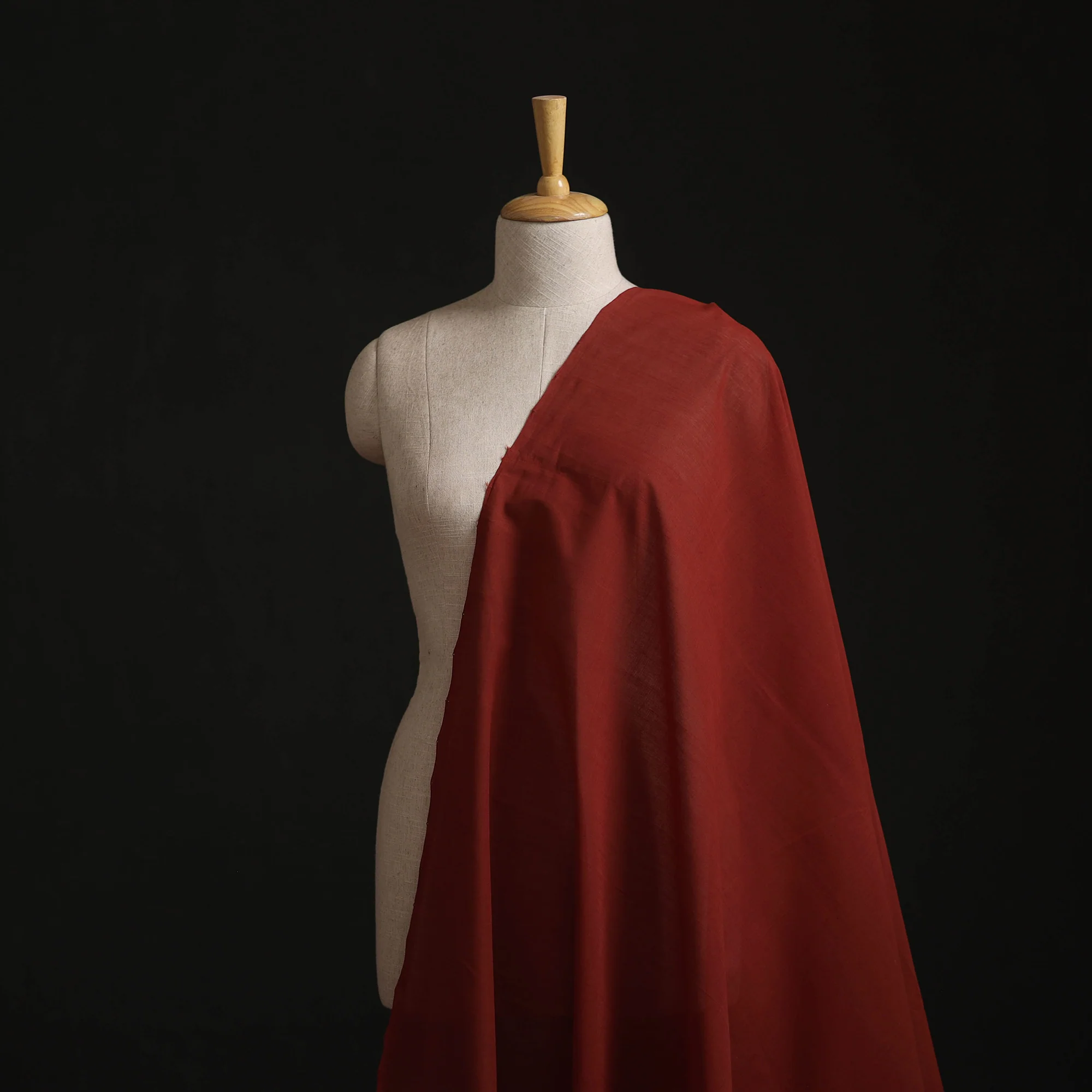 Red - Plain Handloom Mangalagiri Cotton Fabric 10
