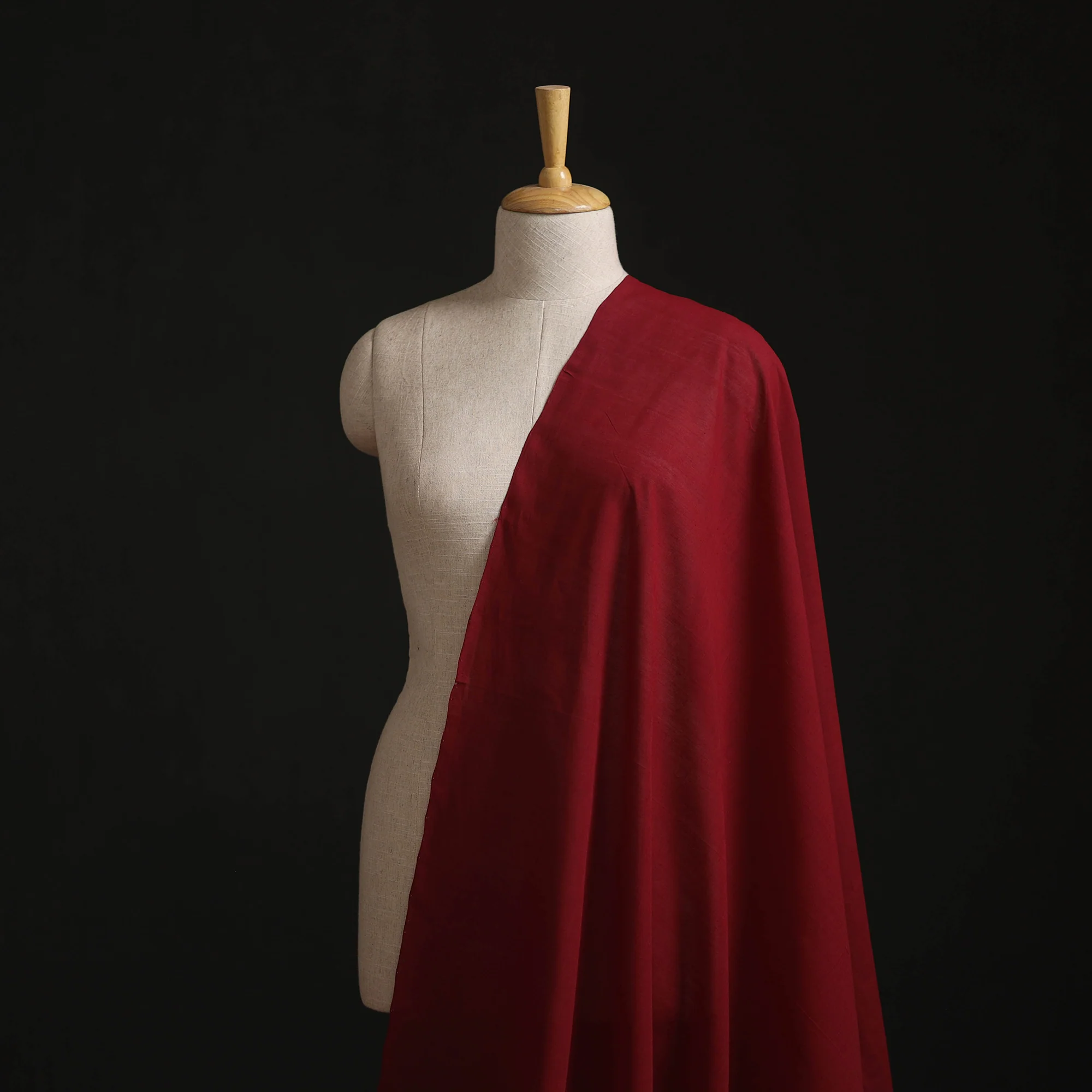 Red - Plain Handloom Mangalagiri Cotton Fabric 12