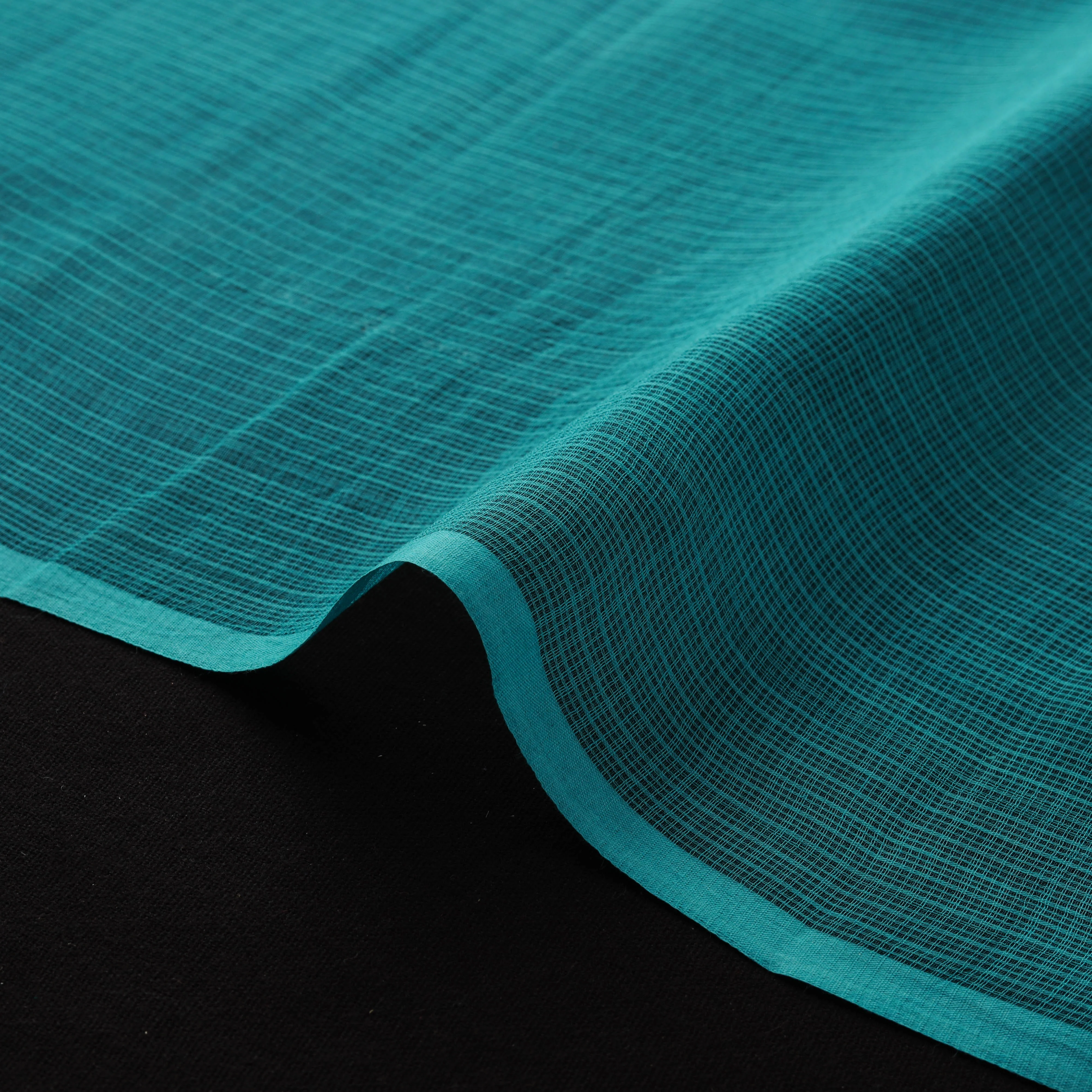 Blue - Plain Kota Doria Cotton Fabric 13 - Image 4