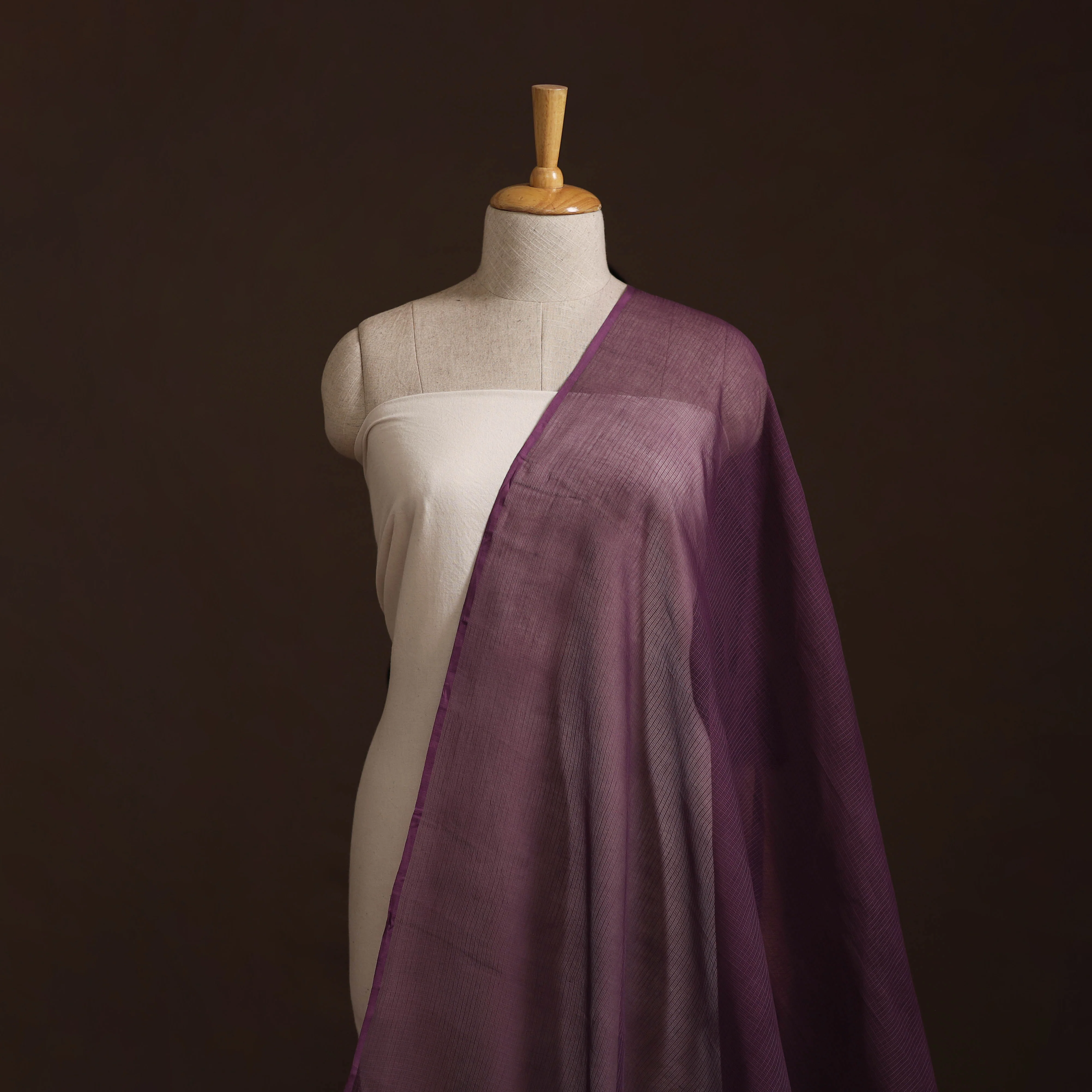 Purple - Plain Kota Doria Cotton Fabric 15 - Image 2