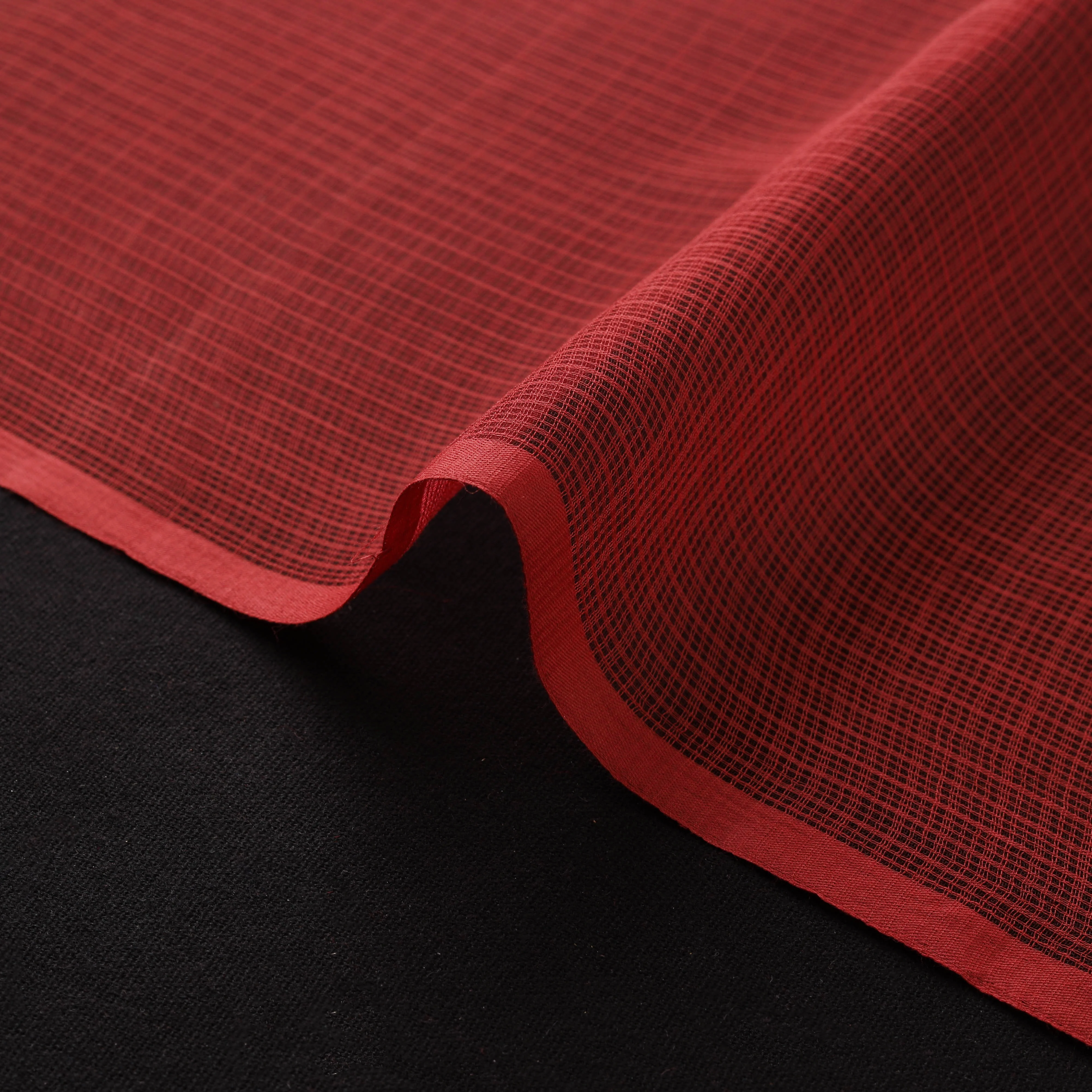 Red - Plain Kota Doria Cotton Fabric 19 - Image 4