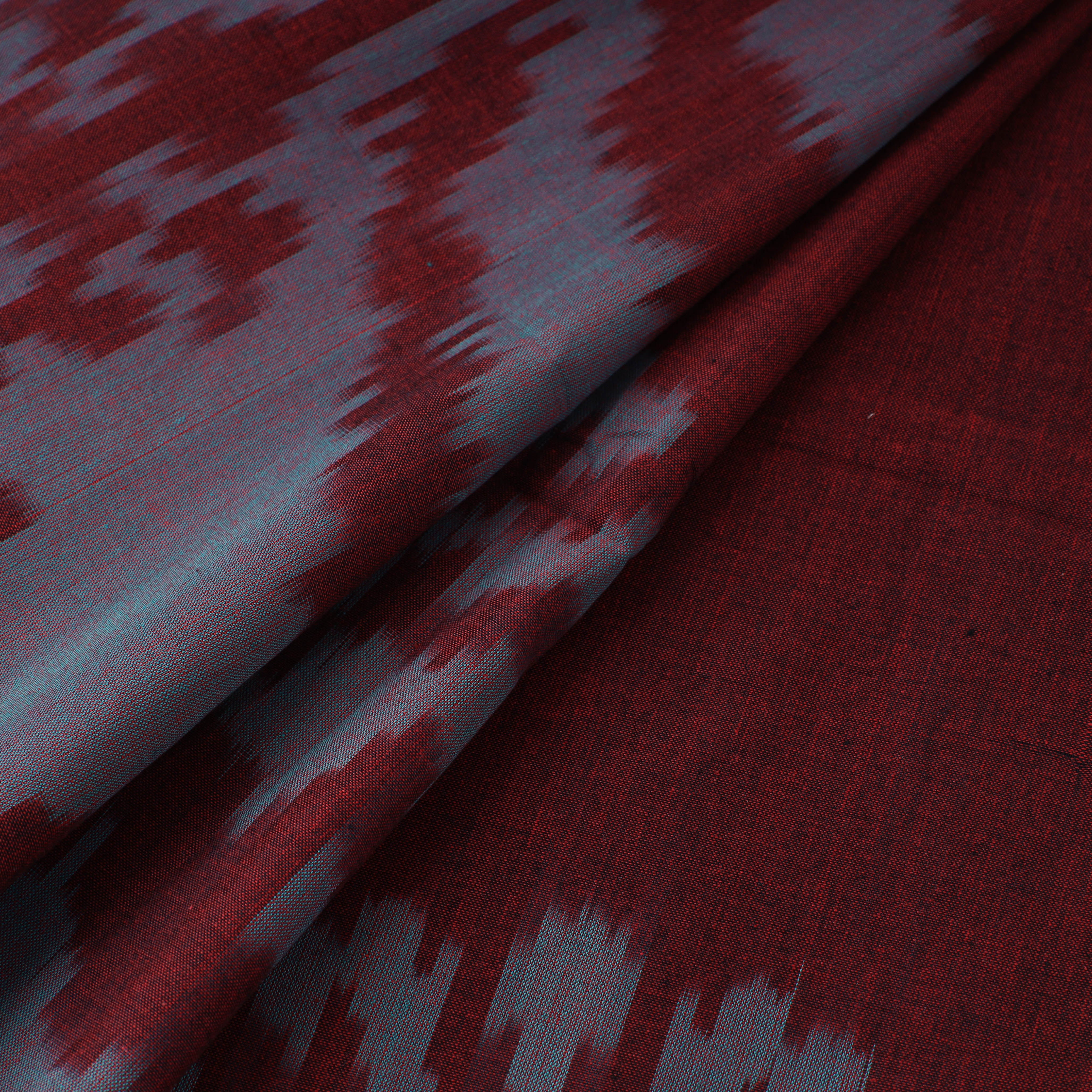 Maroon - Pochampally Central Asian Ikat Cotton Fabric 09 - Image 2