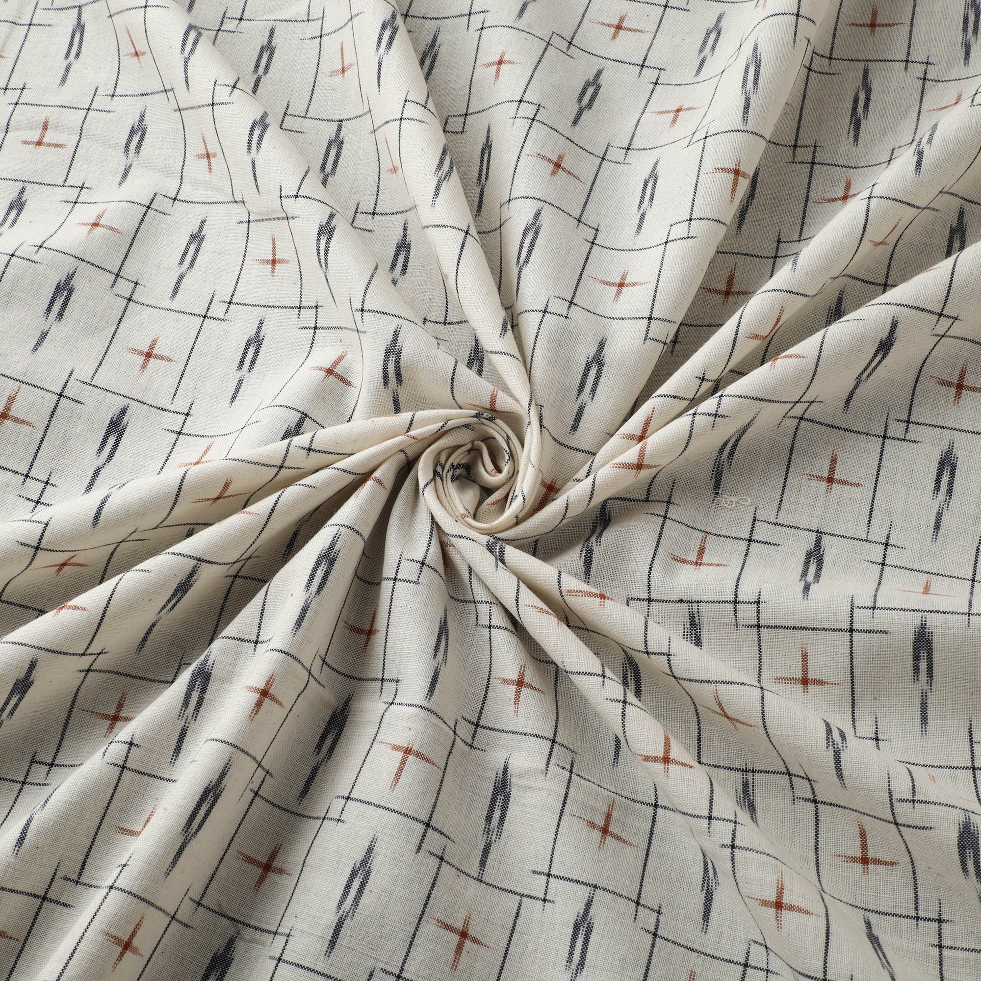 White - Pochampally Double Ikat Handloom Cotton Fabric 14