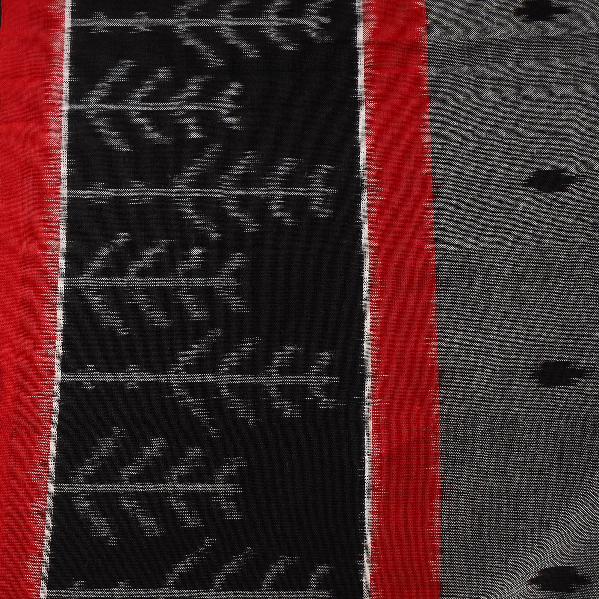 Grey - Pochampally Double Ikat Handloom Cotton Fabric (Count 2/60) 10 - Image 4