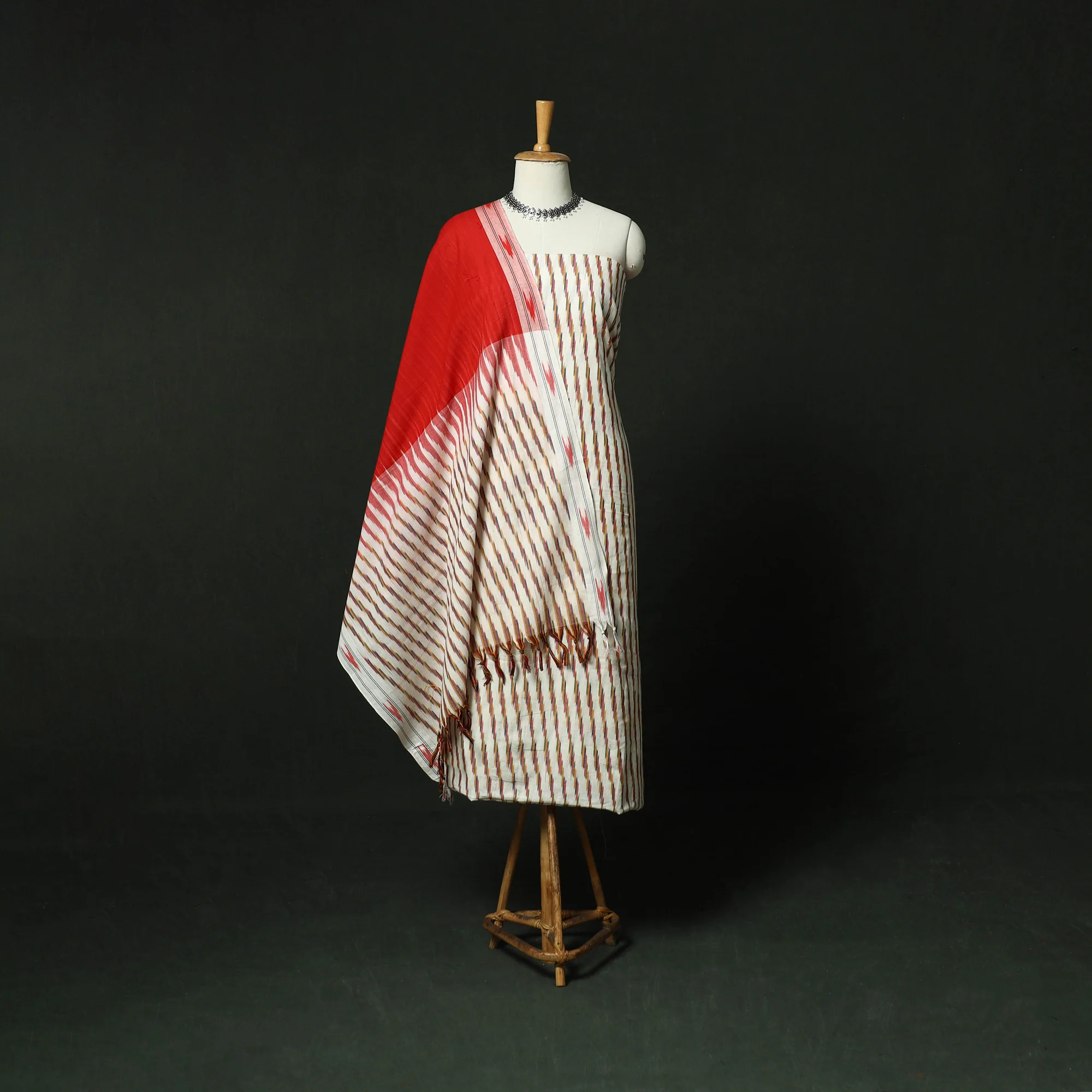 Pochampally Ikat Cotton 3pc Unstitched Dress Material Suit Set 19