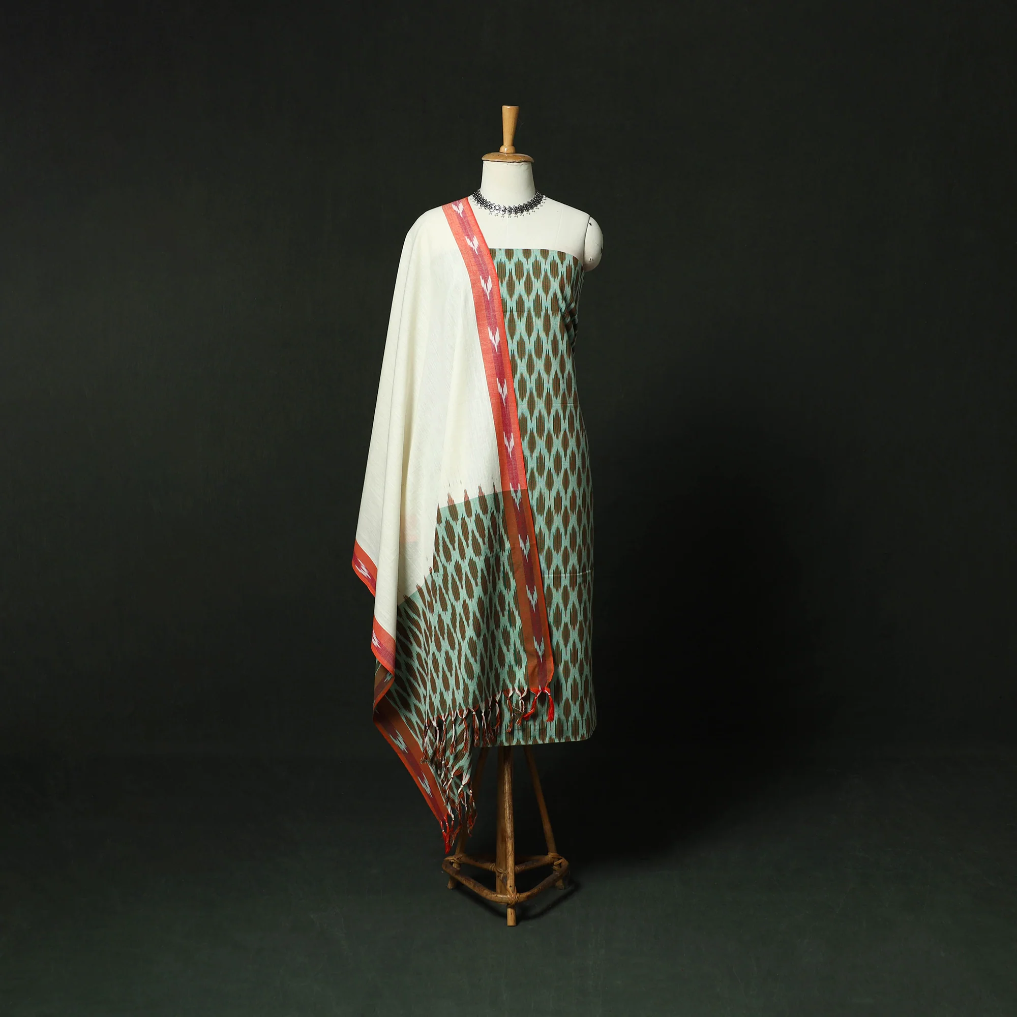 Pochampally Ikat Cotton 3pc Unstitched Dress Material Suit Set 22
