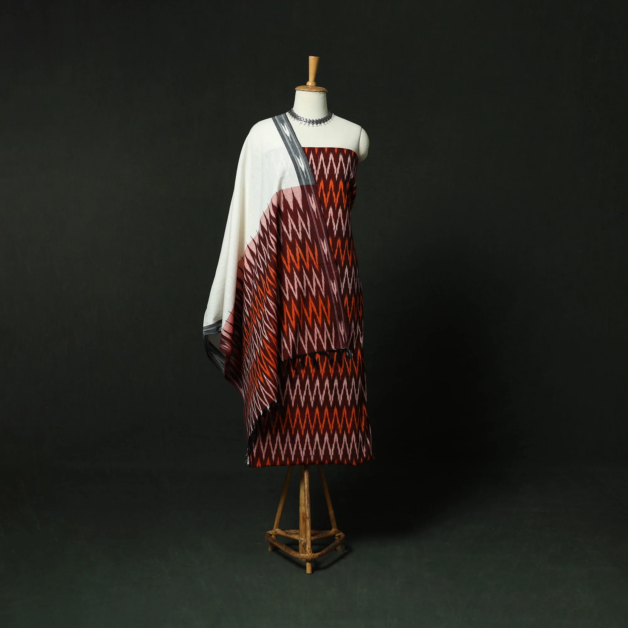 Pochampally Ikat Cotton 3pc Unstitched Dress Material Suit Set 23