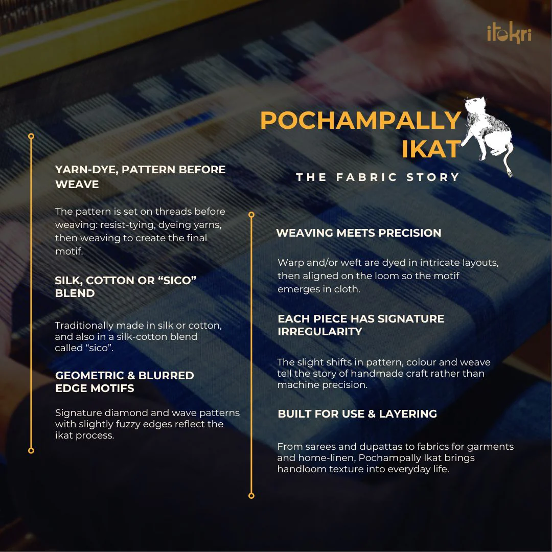 Grey - Pochampally Ikat Cotton Fabric 04 - Image 4