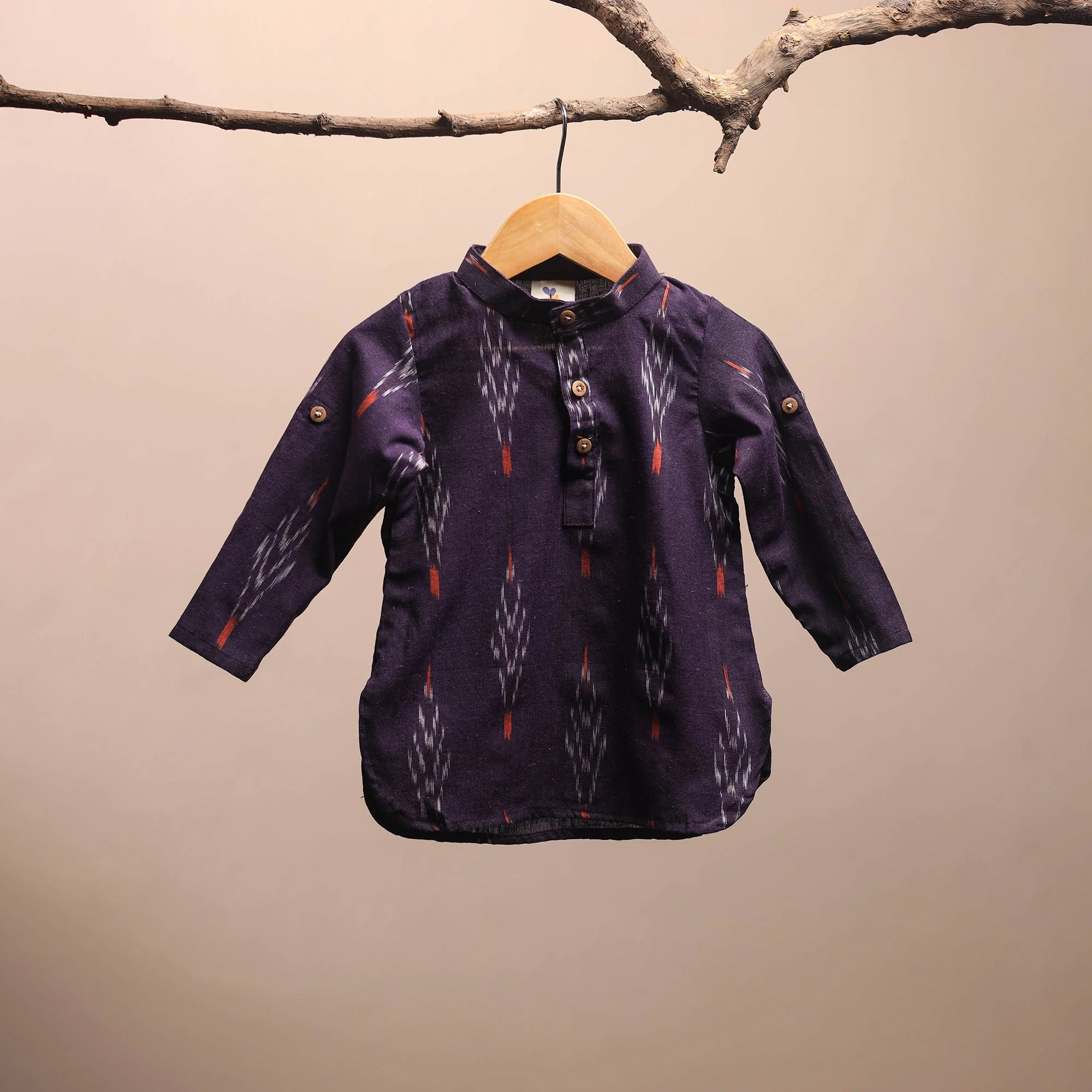 Purple - Pochampally Ikat Cotton Kids Kurta (6-12 Months) 27