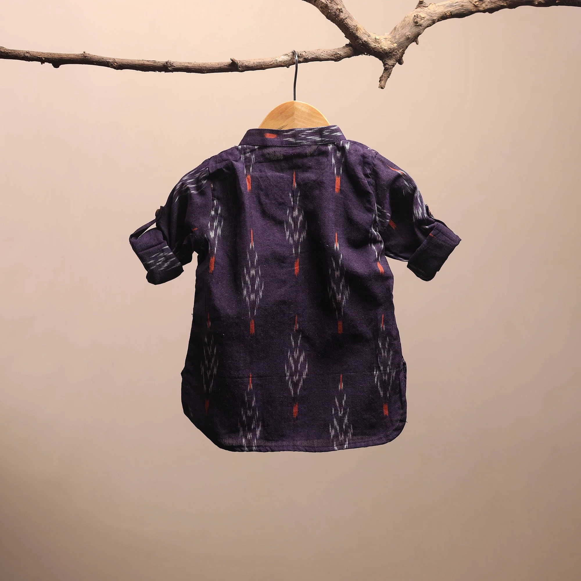 Purple - Pochampally Ikat Cotton Kids Kurta (6-12 Months) 27 - Image 4