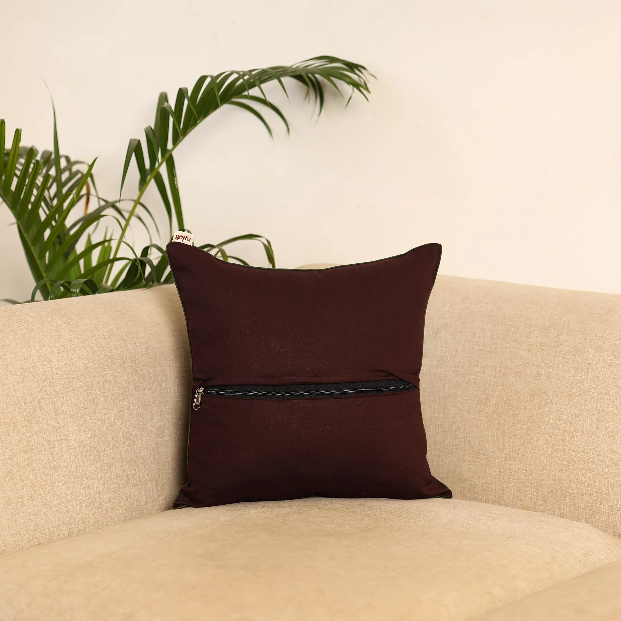 Brown - Pochampally Ikat Cushion Cover 10 - Image 2