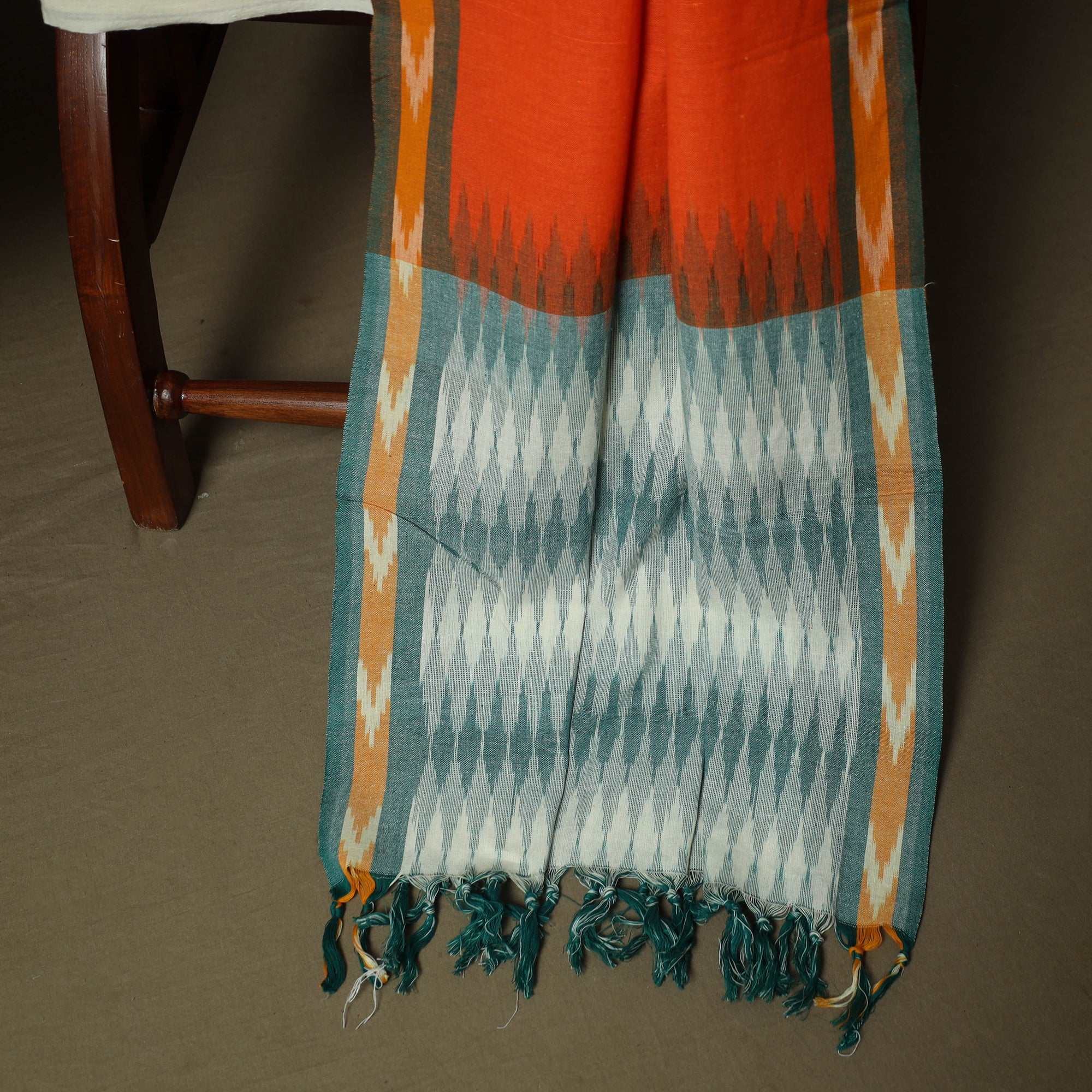 Multicolor - Pochampally Ikat Weave 3pc Cotton Unstitched Dress Material Suit Set 05 - Image 4