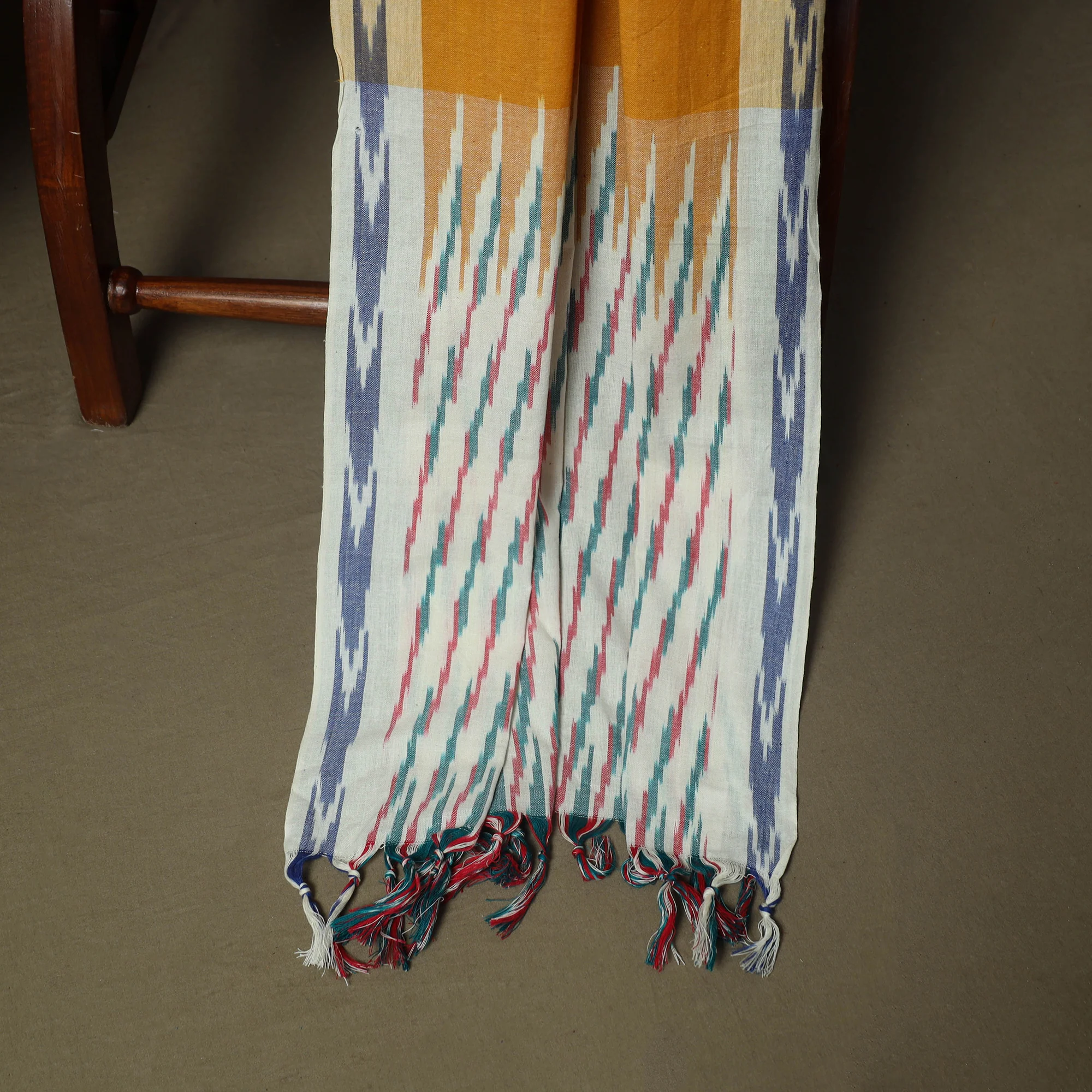 Multicolor - Pochampally Ikat Weave 3pc Cotton Unstitched Dress Material Suit Set 33 - Image 4
