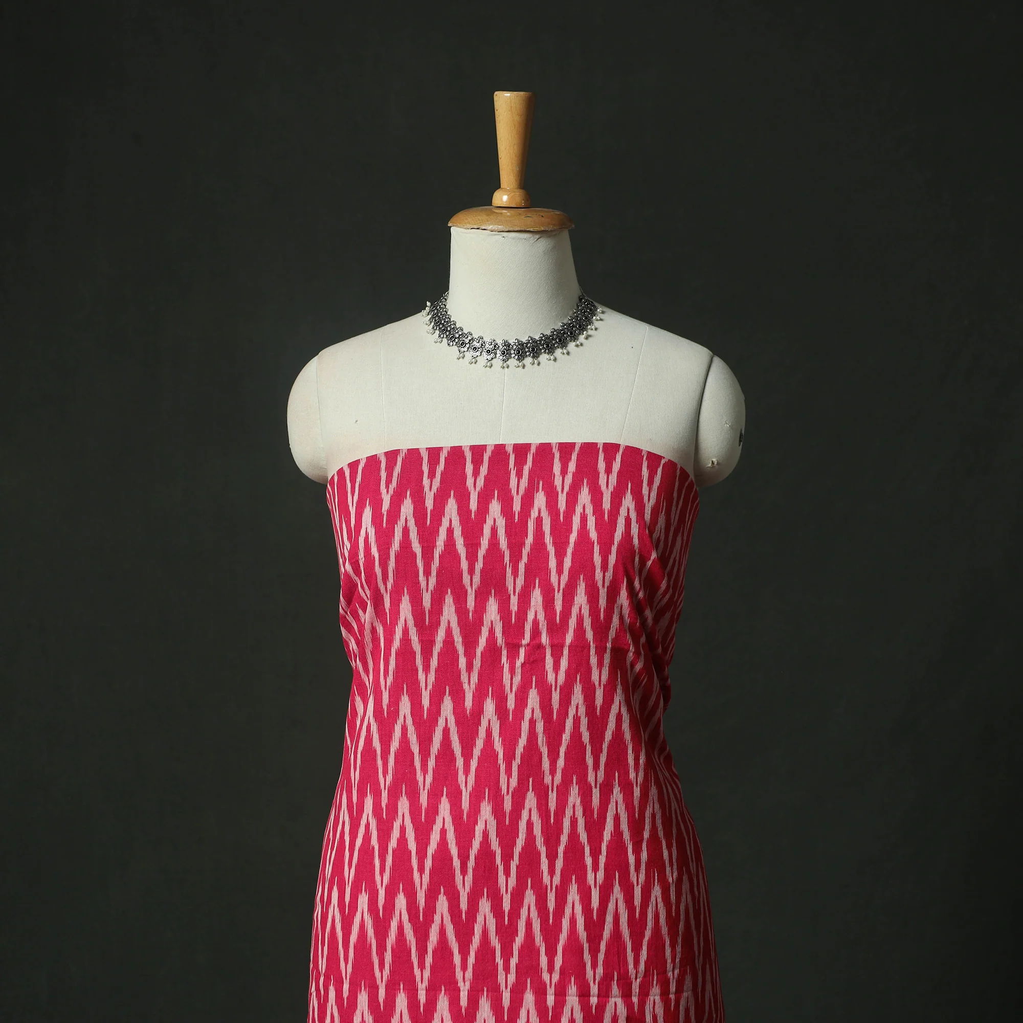 Pochampally Ikat Weave Cotton 2pc Unstitched Dress Material Kurta Set 10 - Image 2