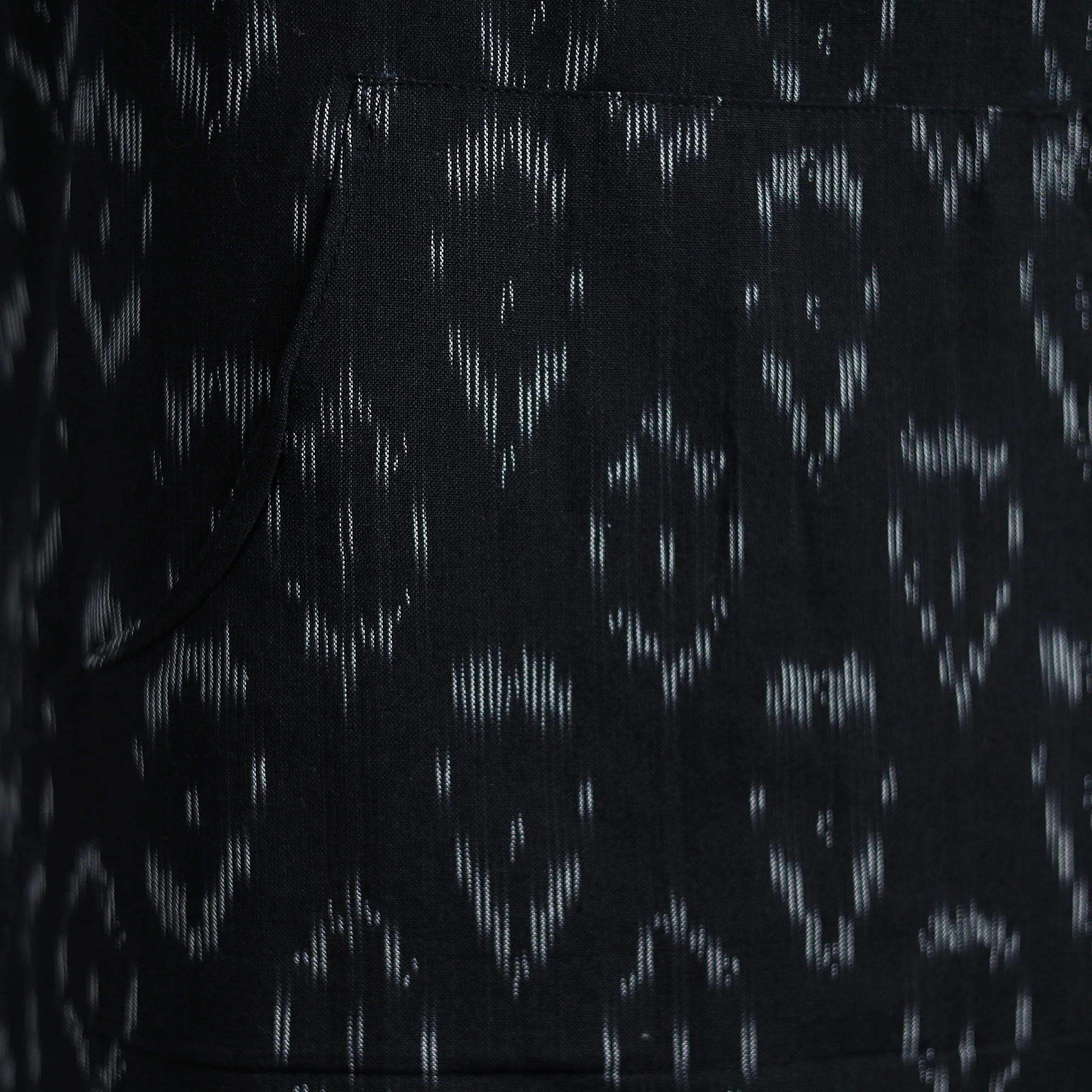 Black - Pochampally Ikat Weave Cotton Apron with Pocket 24 - Image 3
