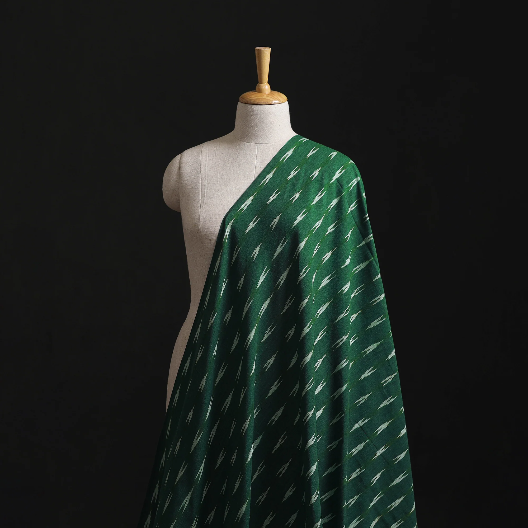 Green - Pochampally Ikat Weave Cotton Fabric 02