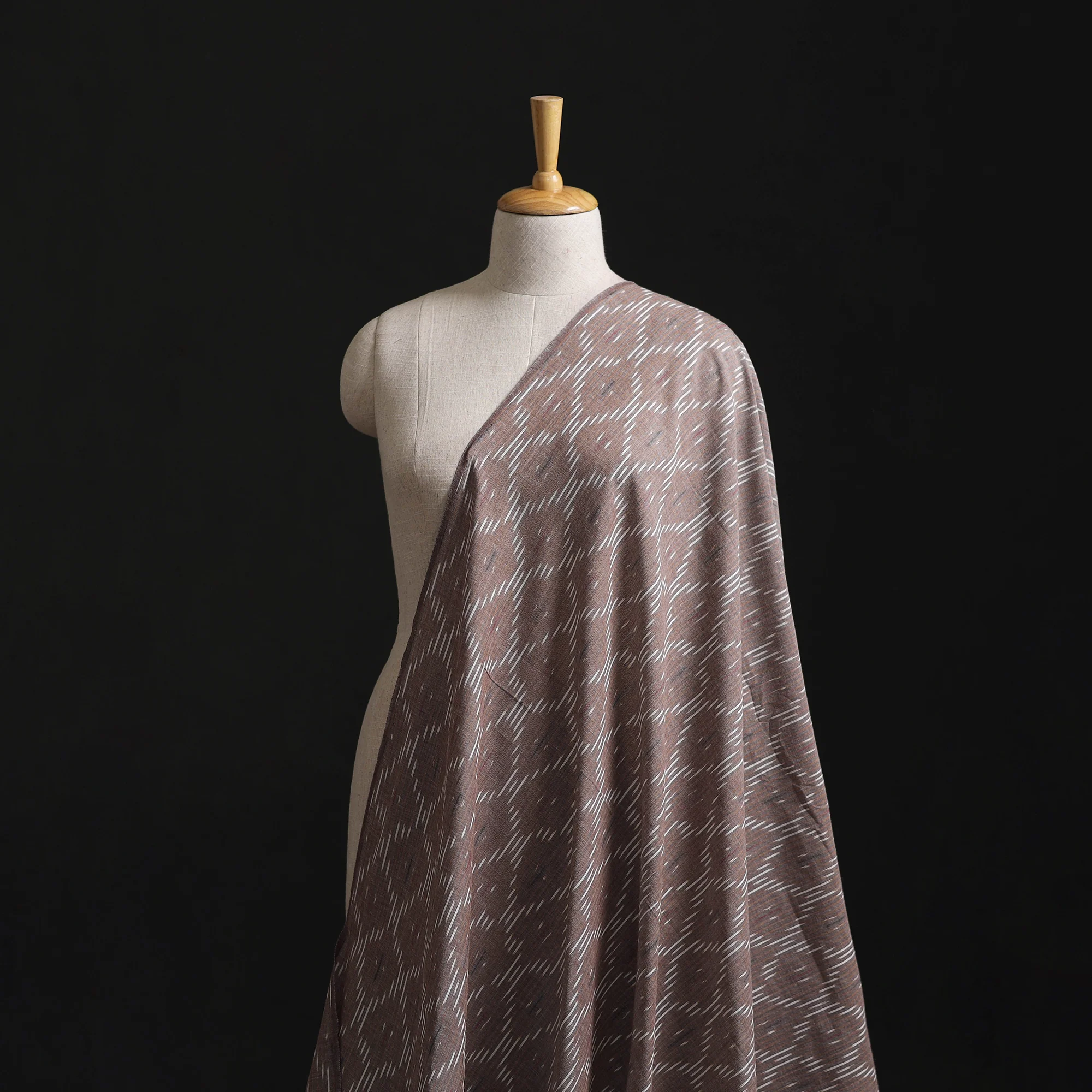 Brown - Pochampally Ikat Weave Cotton Fabric 04