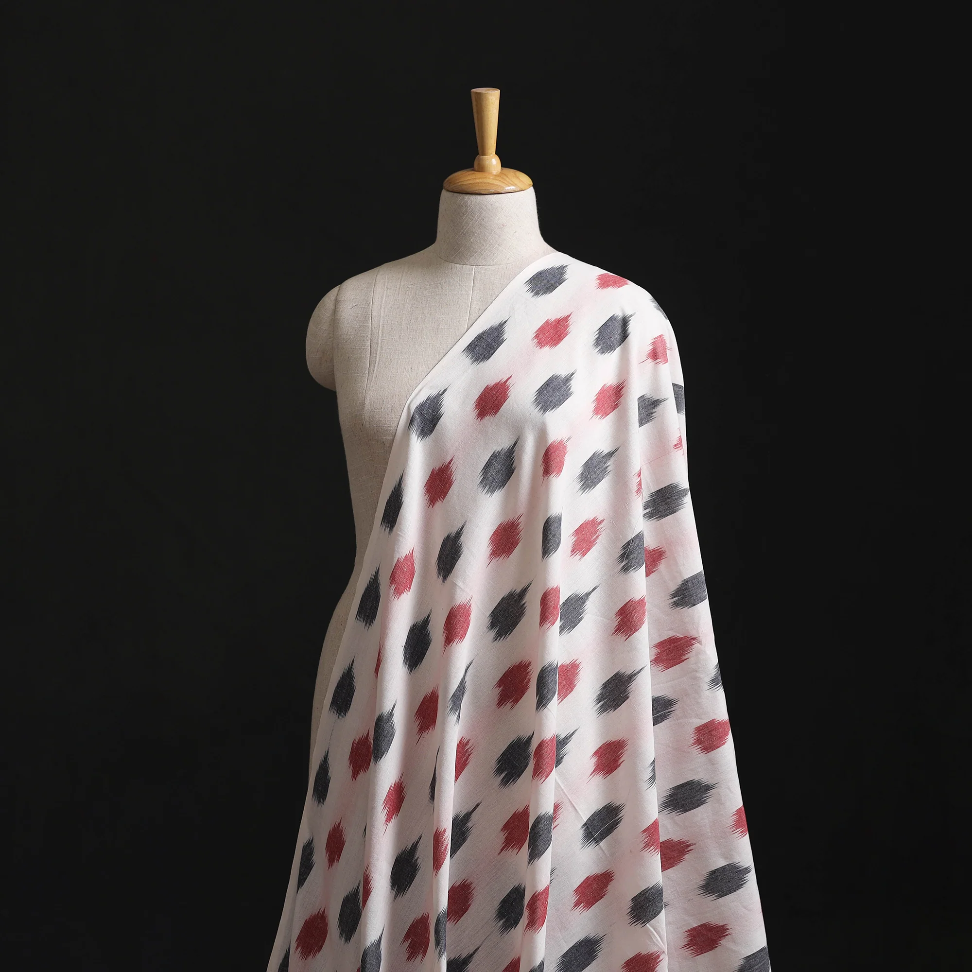 White - Pochampally Ikat Weave Cotton Fabric 16