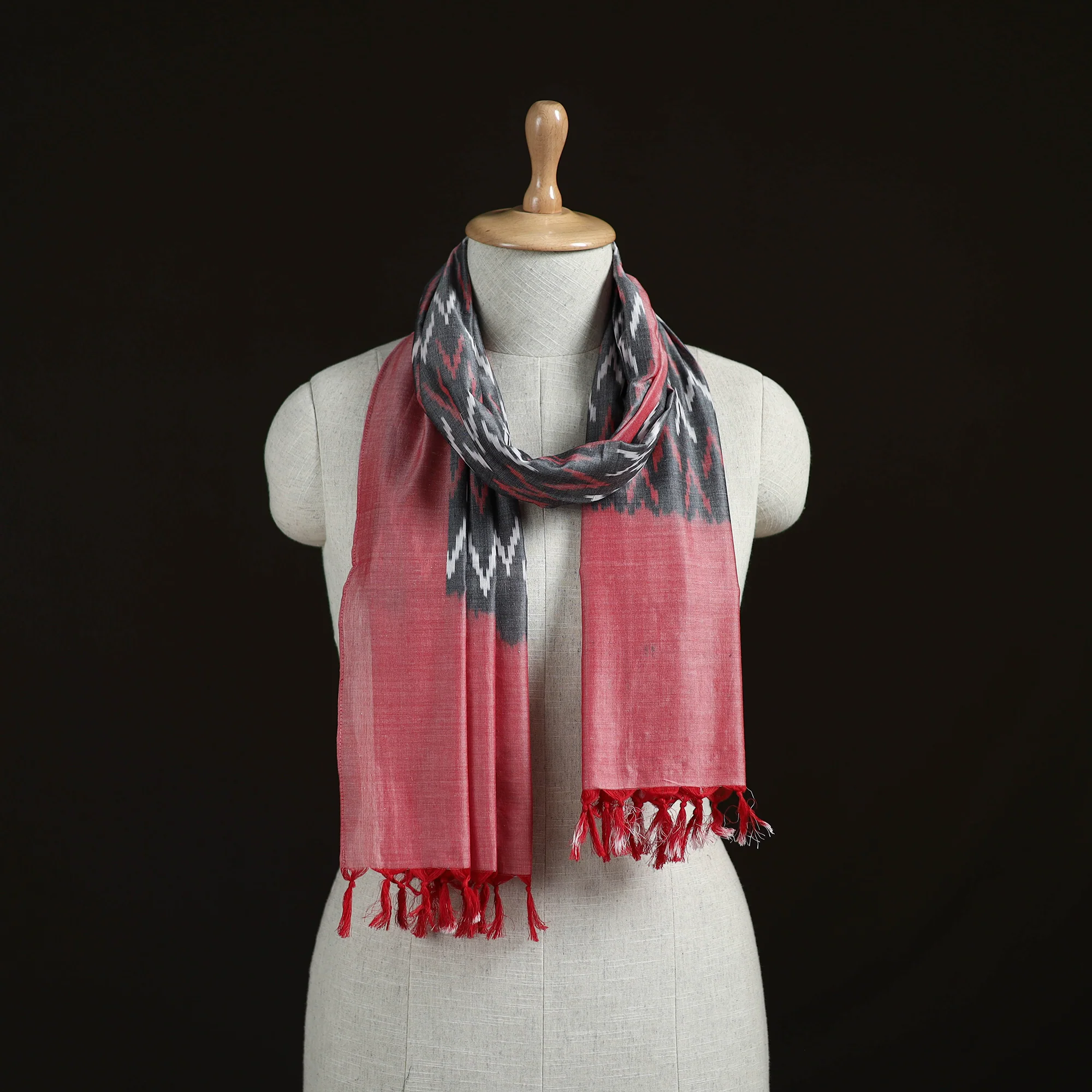 Pink - Pochampally Ikat Weave Cotton Stole 14
