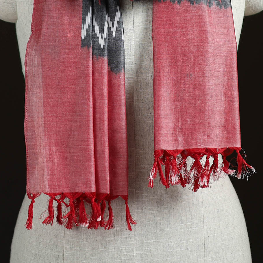 Pink - Pochampally Ikat Weave Cotton Stole 14 - Image 2