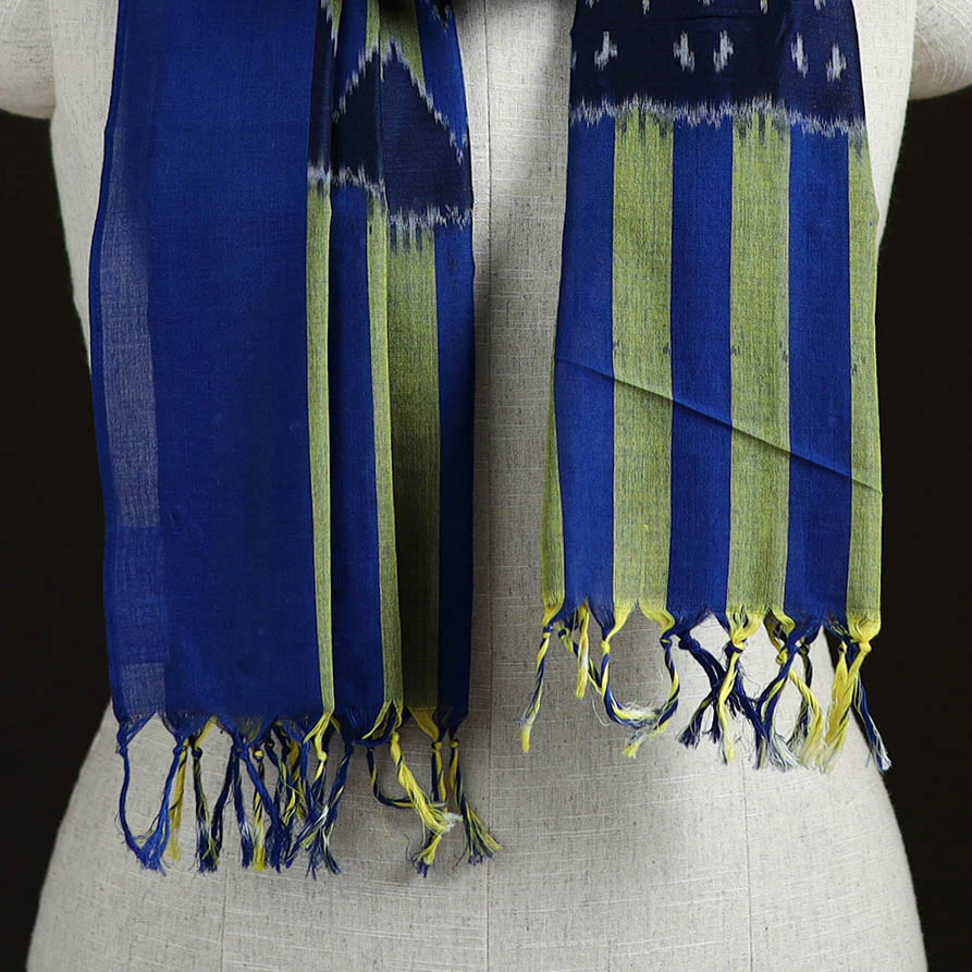 Blue - Pochampally Ikat Weave Cotton Stole 15 - Image 2