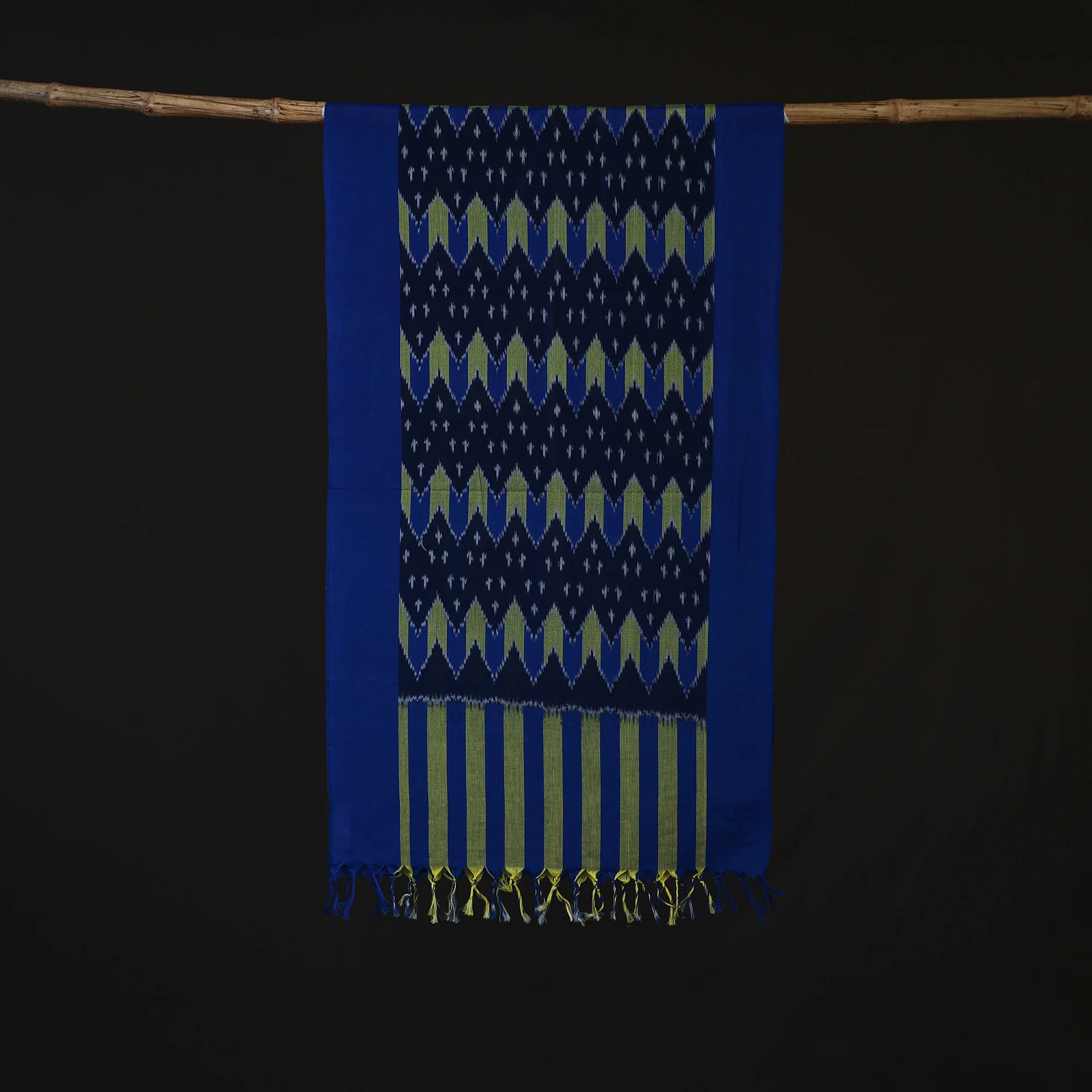 Blue - Pochampally Ikat Weave Cotton Stole 15 - Image 3