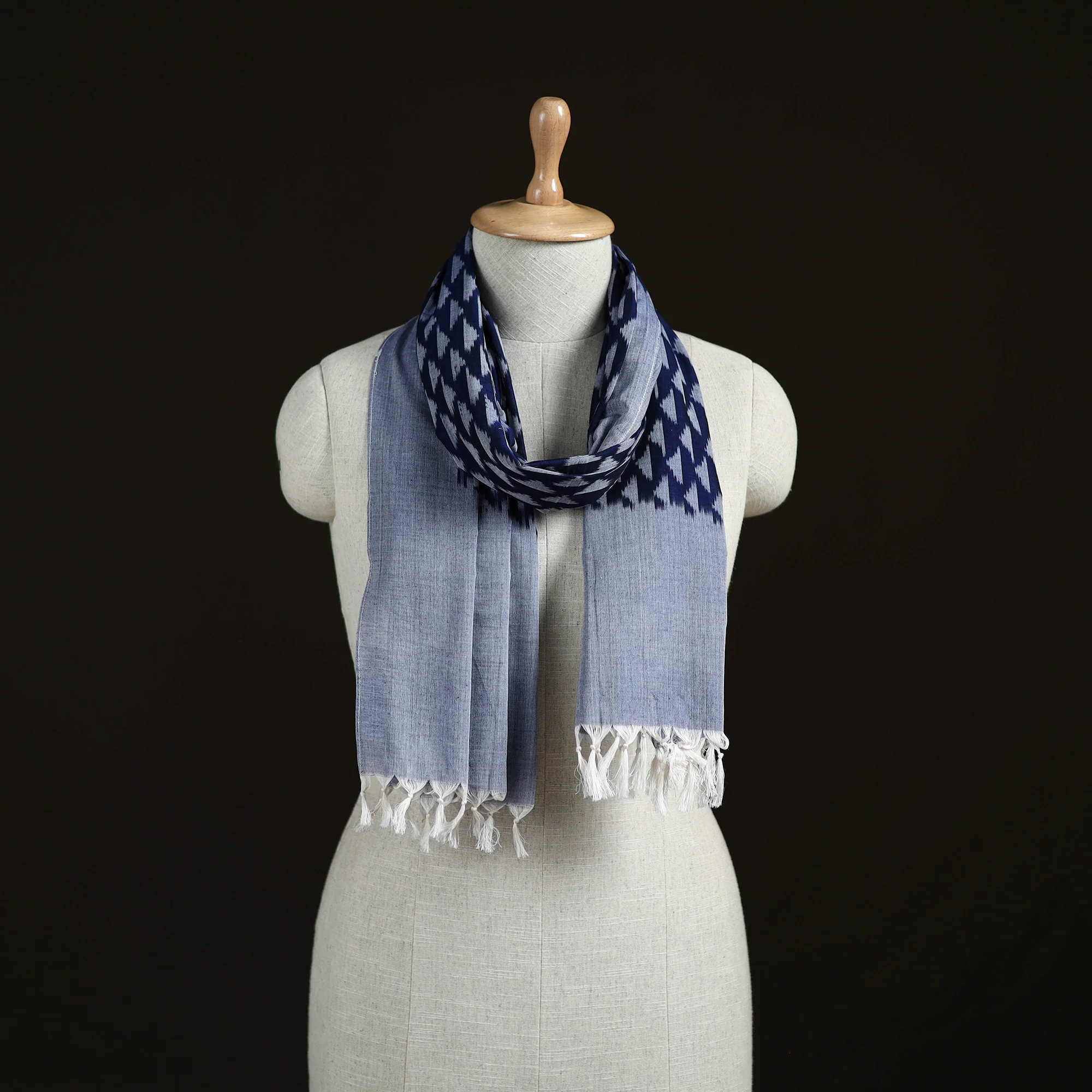 Blue - Pochampally Ikat Weave Cotton Stole 23