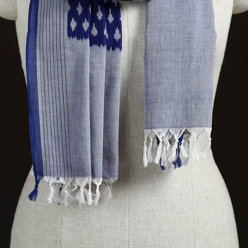 Blue - Pochampally Ikat Weave Cotton Stole 25 - Image 2