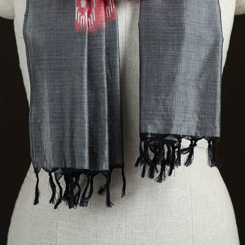 Multicolor - Grey - Pochampally Ikat Weave Cotton Stole 27 - Image 2