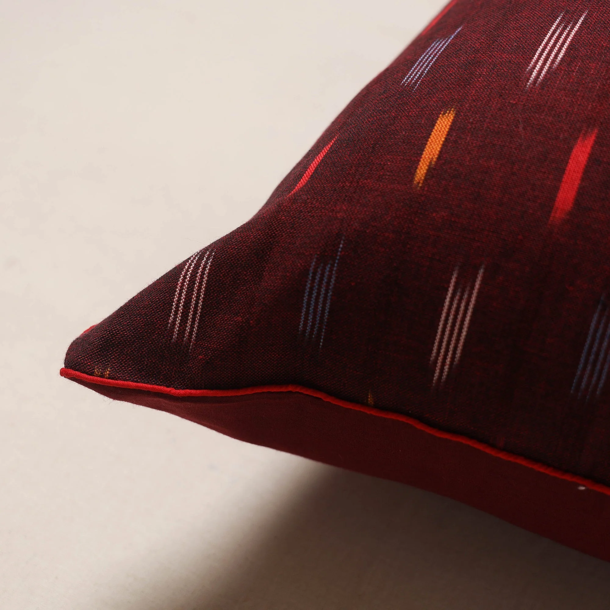 Maroon - Pochampally Ikat Weave Cushion Cover 14 - Image 2