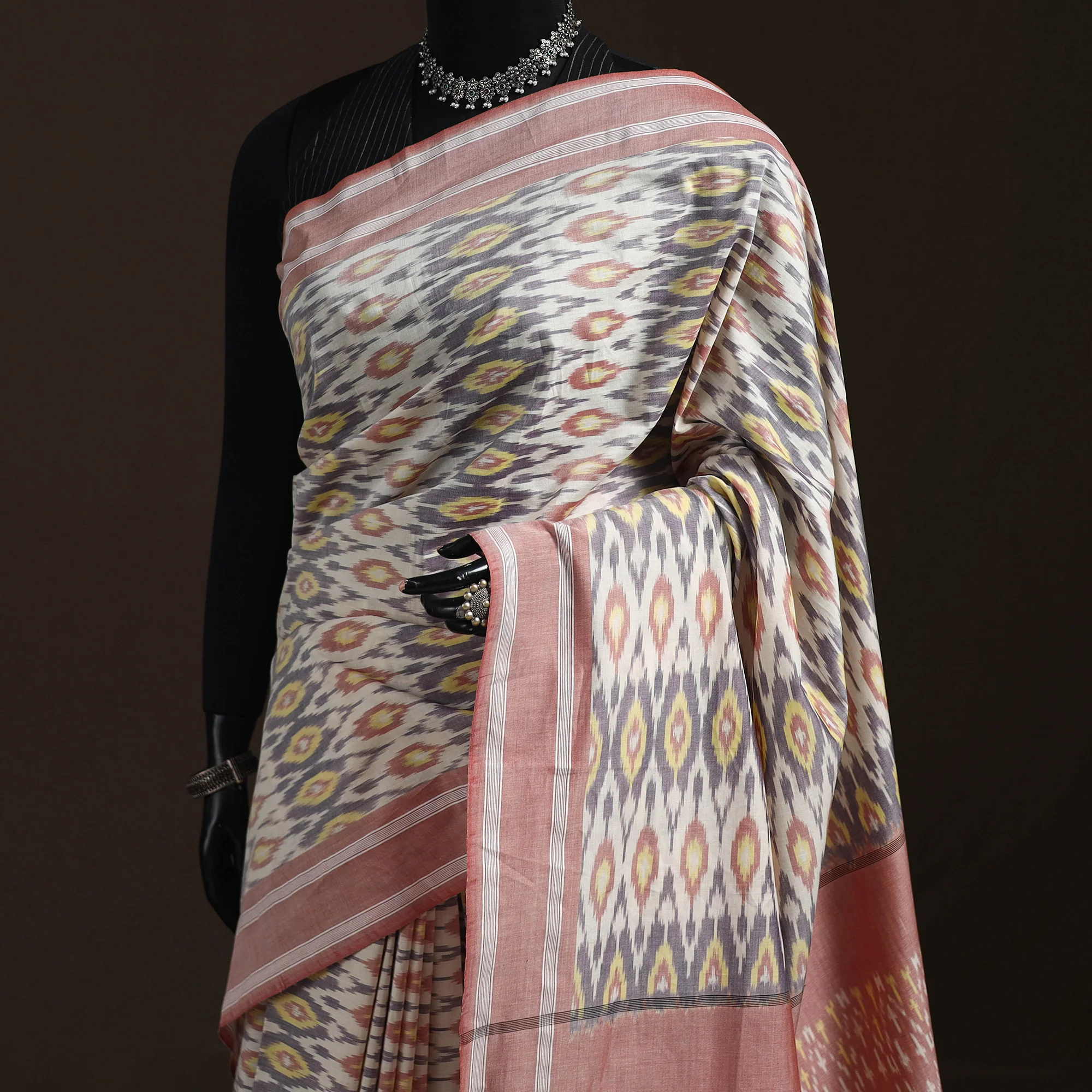 Multicolor - Pochampally Ikat Weave Mercerised Cotton Saree 01 - Image 2
