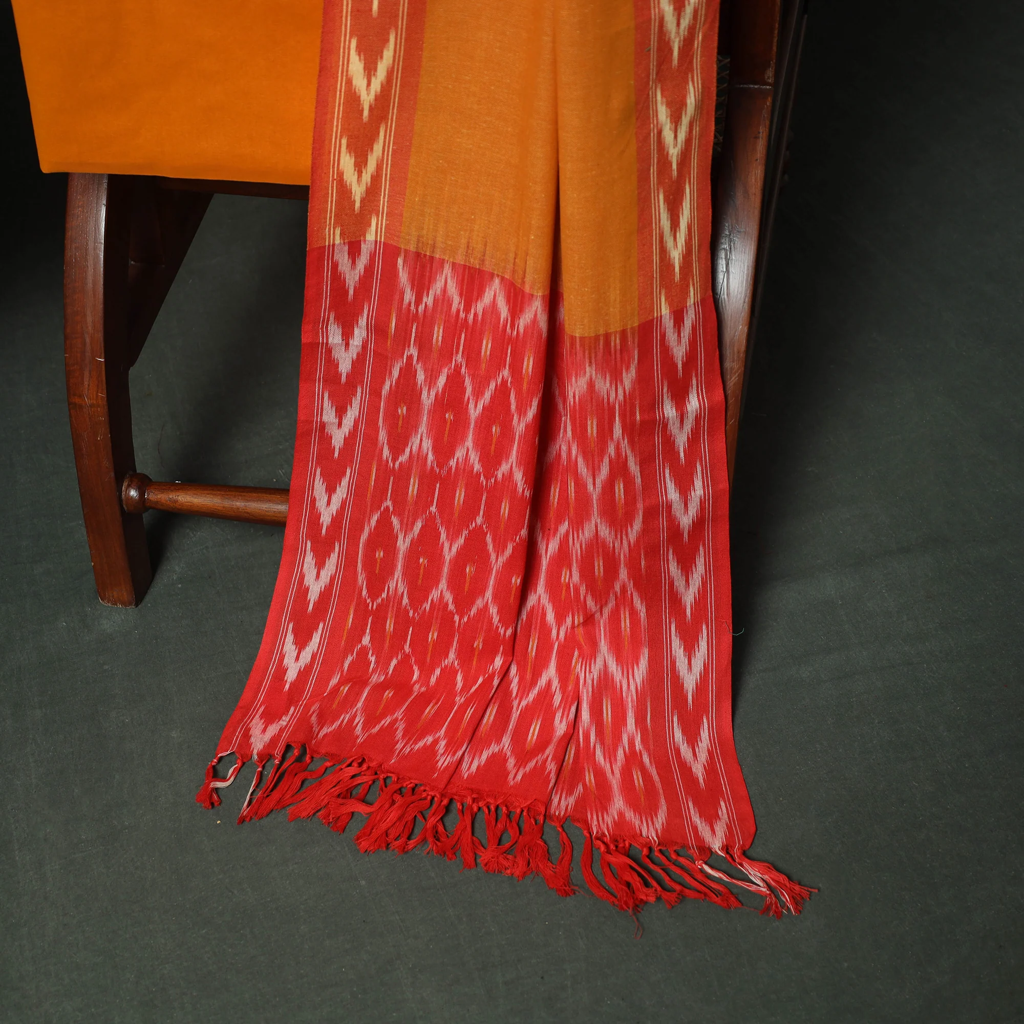 Pochampally Ikat Woven Cotton 3pc Unstitched Dress Material Suit Set 16 - Image 4