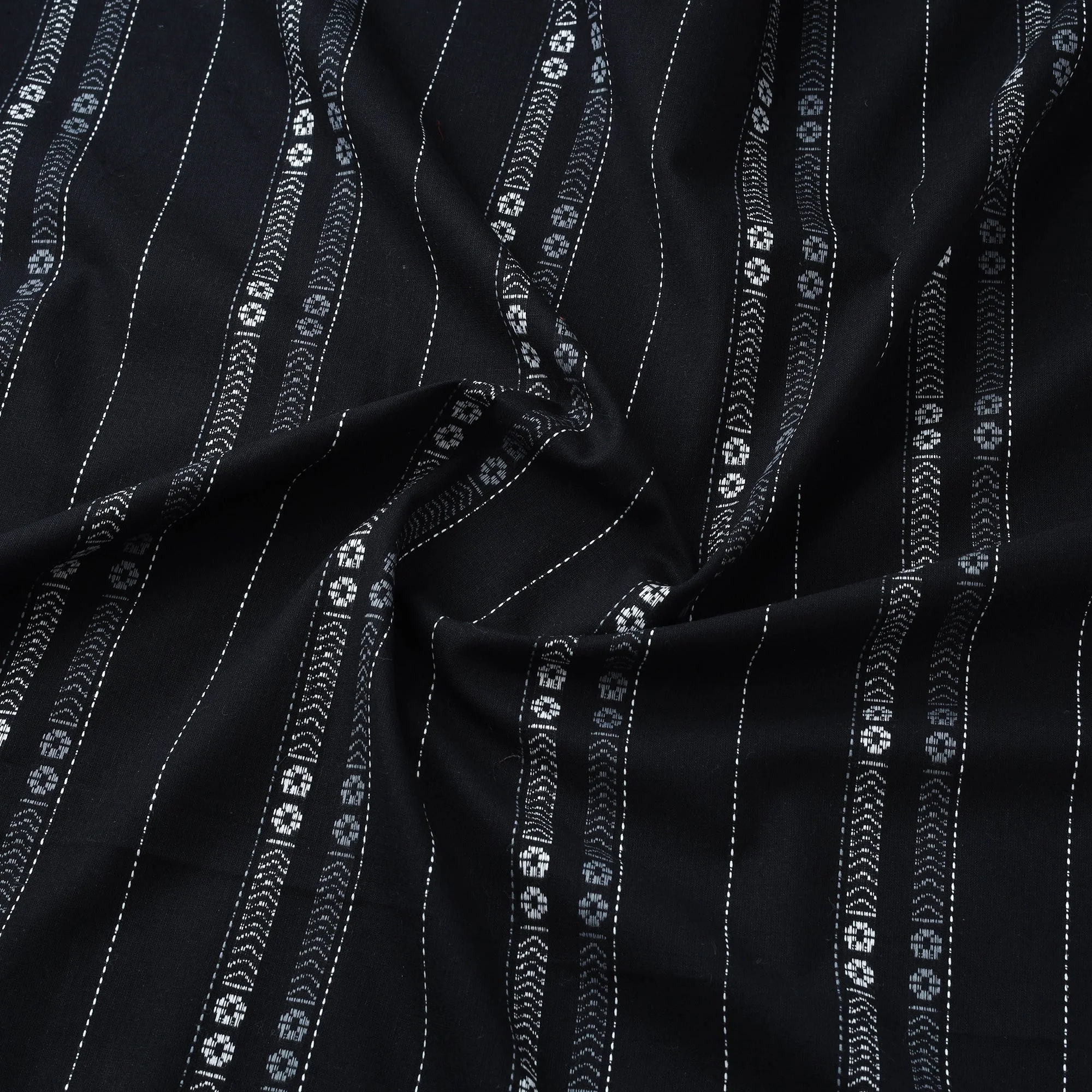 Black - Prewashed Cotton Jacquard Fabric 18 - Image 3