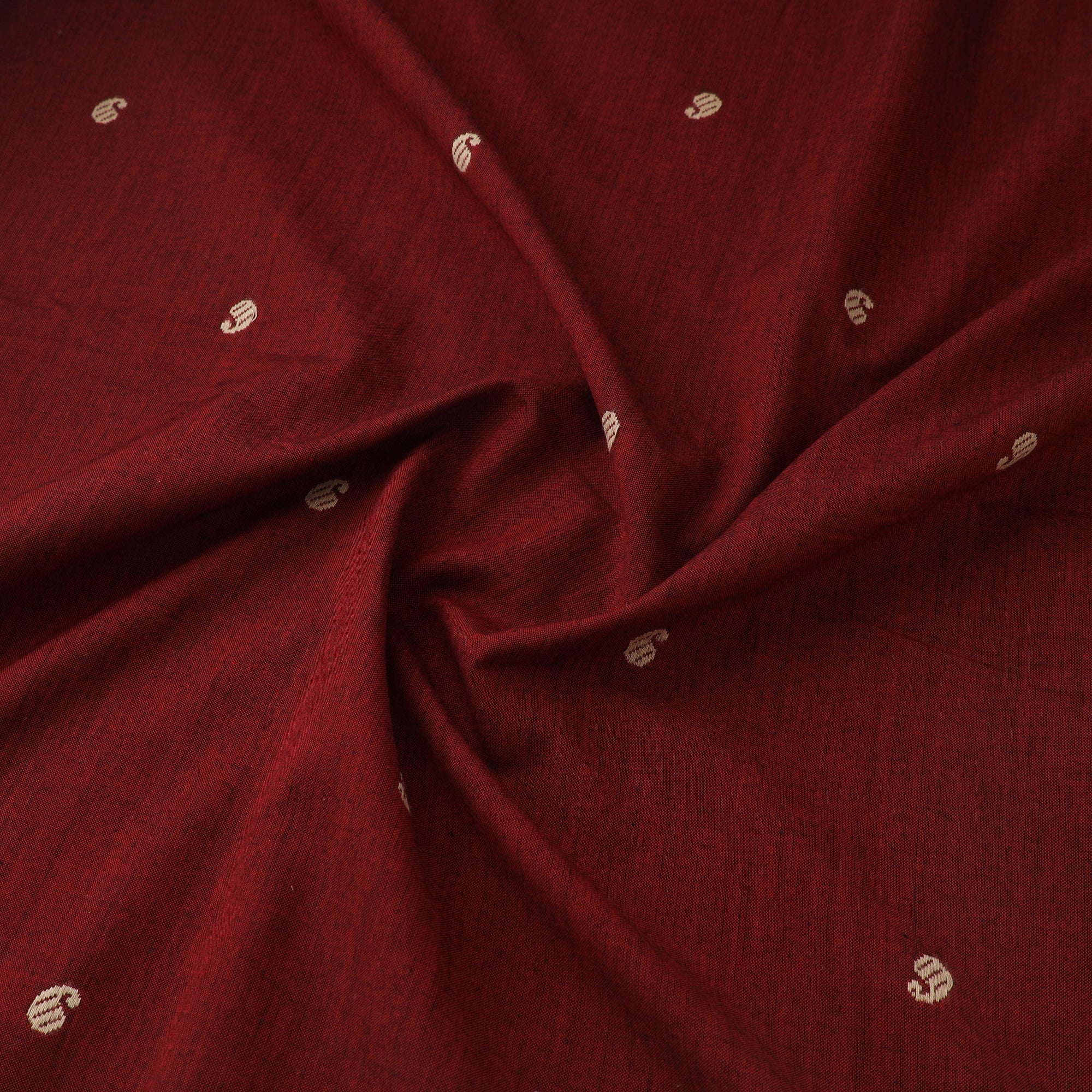 Maroon - Prewashed Cotton Jacquard Fabric 26 - Image 3